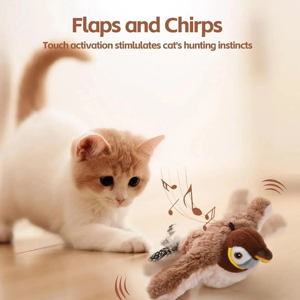 USB Interactive Flying Bird Cat Toys Electronic Pet Simulation Sparrow Toy US
