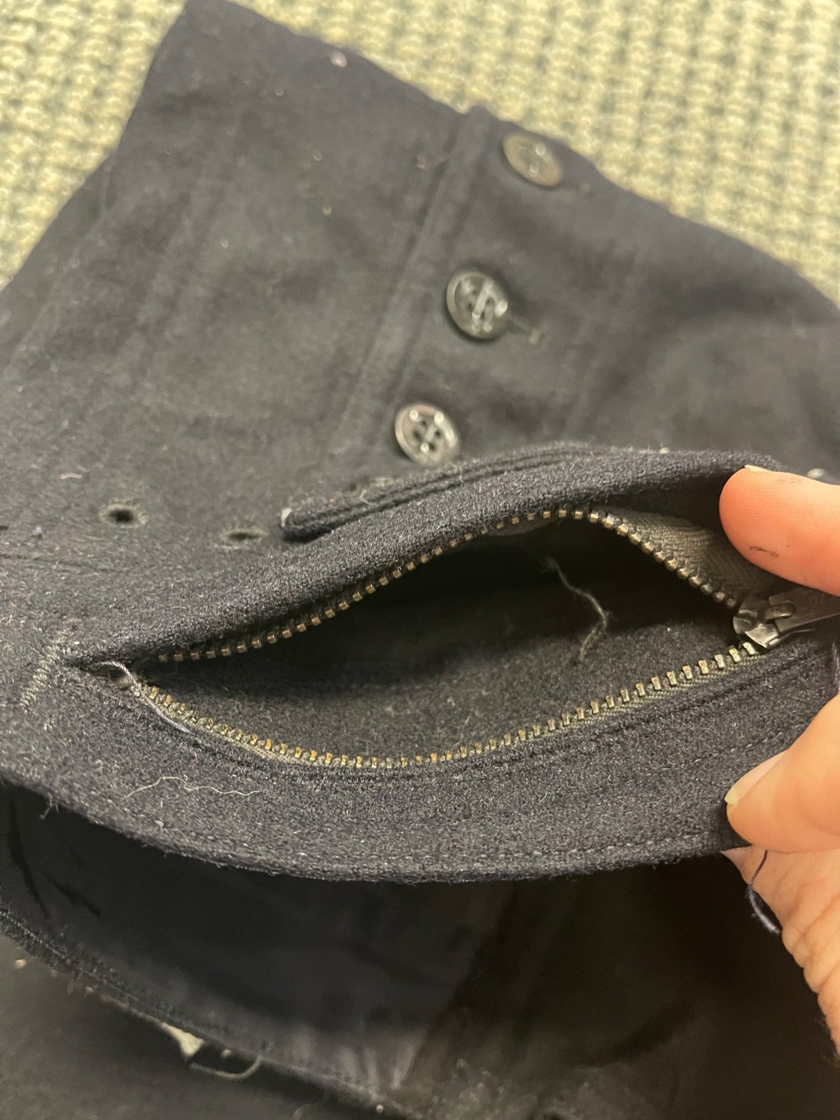 US Navy Sailor 1940s Wool Pants Naval Clothing Factory Trousers Black Buttoned