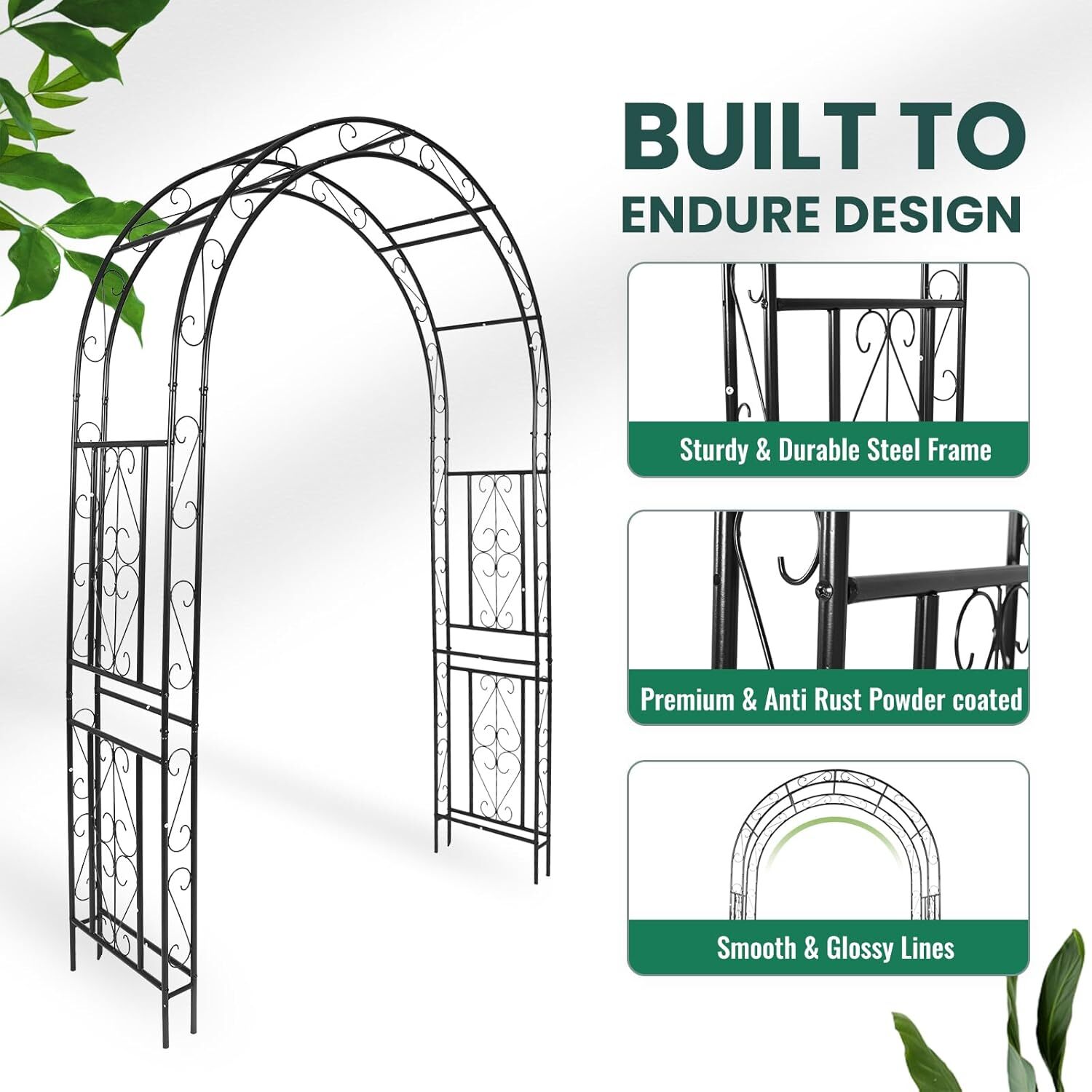 53" x 23" x 84" Outdoor Metal Garden Arbor Arch For Climbing Plants Wedding