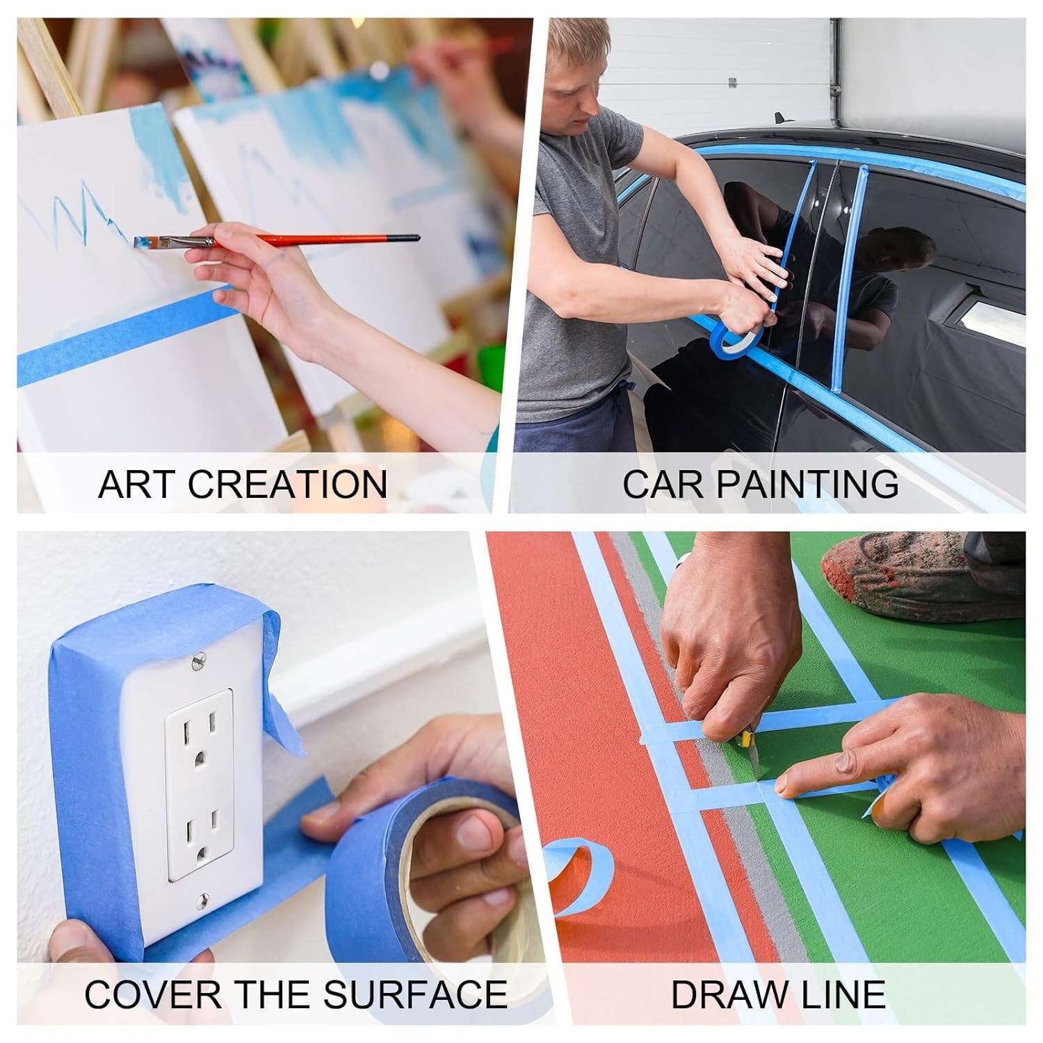 12 Rolls Blue Painters Masking Tape, 1 Inch x 60 Yards 5.5 Mil, Walls Painting