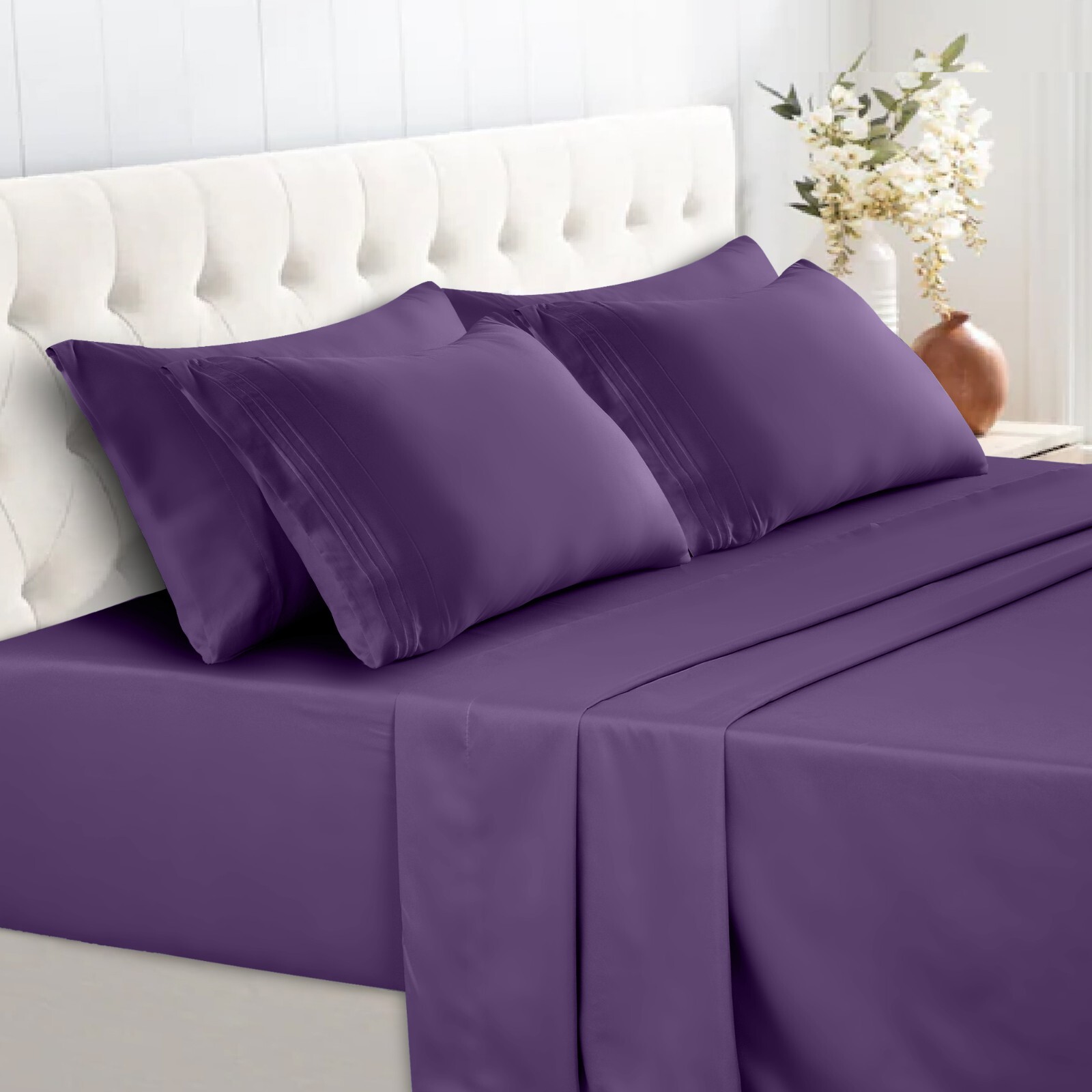 1800 Series 6 Piece Bedsheet Set Extra Soft Deep Pocket Hotel Luxury Bed Sheets
