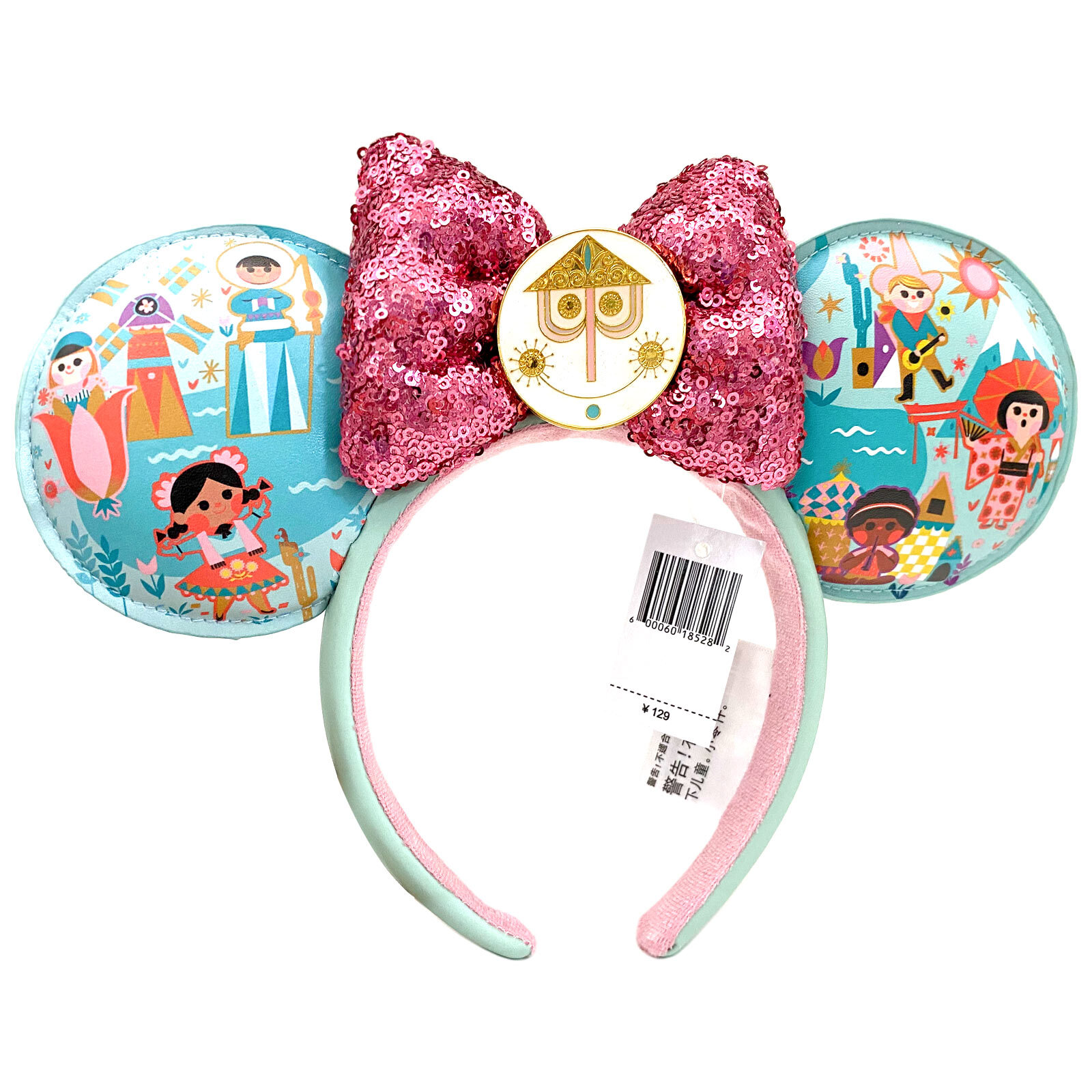 2024 Disney-Parks It’s A Small World Sequined Minnie Mouse Ears Headband New