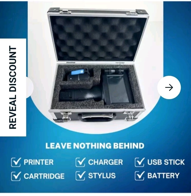 PRINT PEAK Handheld Inkjet Portable Printer Travel Case w/ Custom Foam Insert