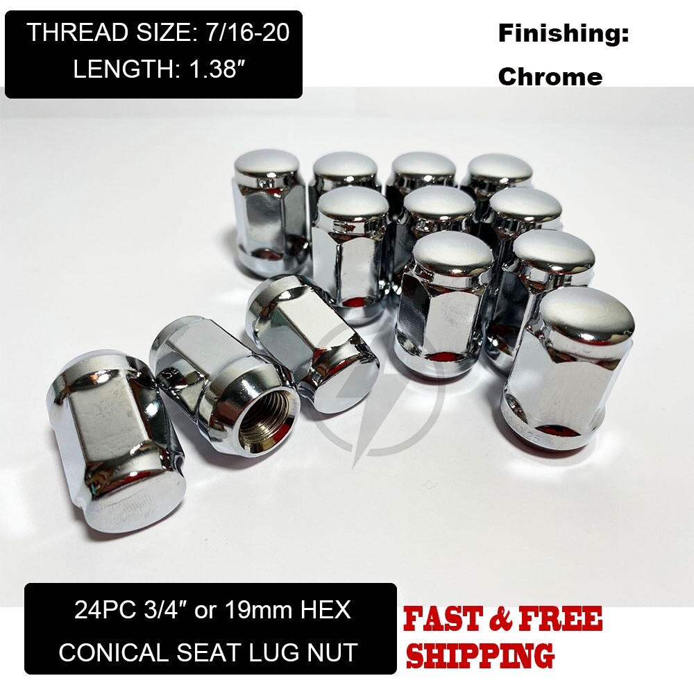 24Pc 7/16-20 Chrome Bulge Acorn Lug Nuts For Chevy GMC Blazer K10 K5 V1500 7/16
