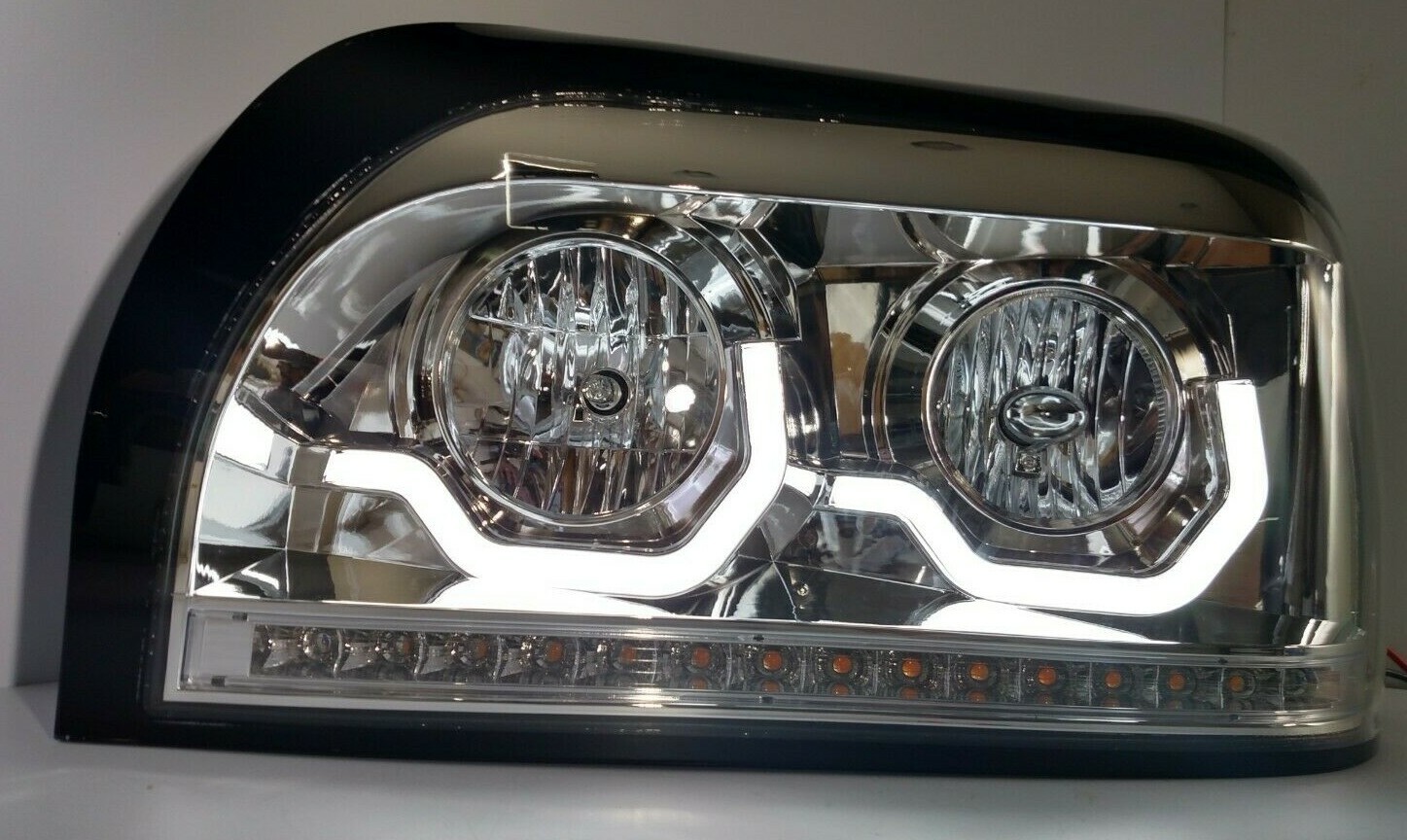 LH Chrome Headlight w/ LED Turn Signal & Light Bar For Freightliner Century