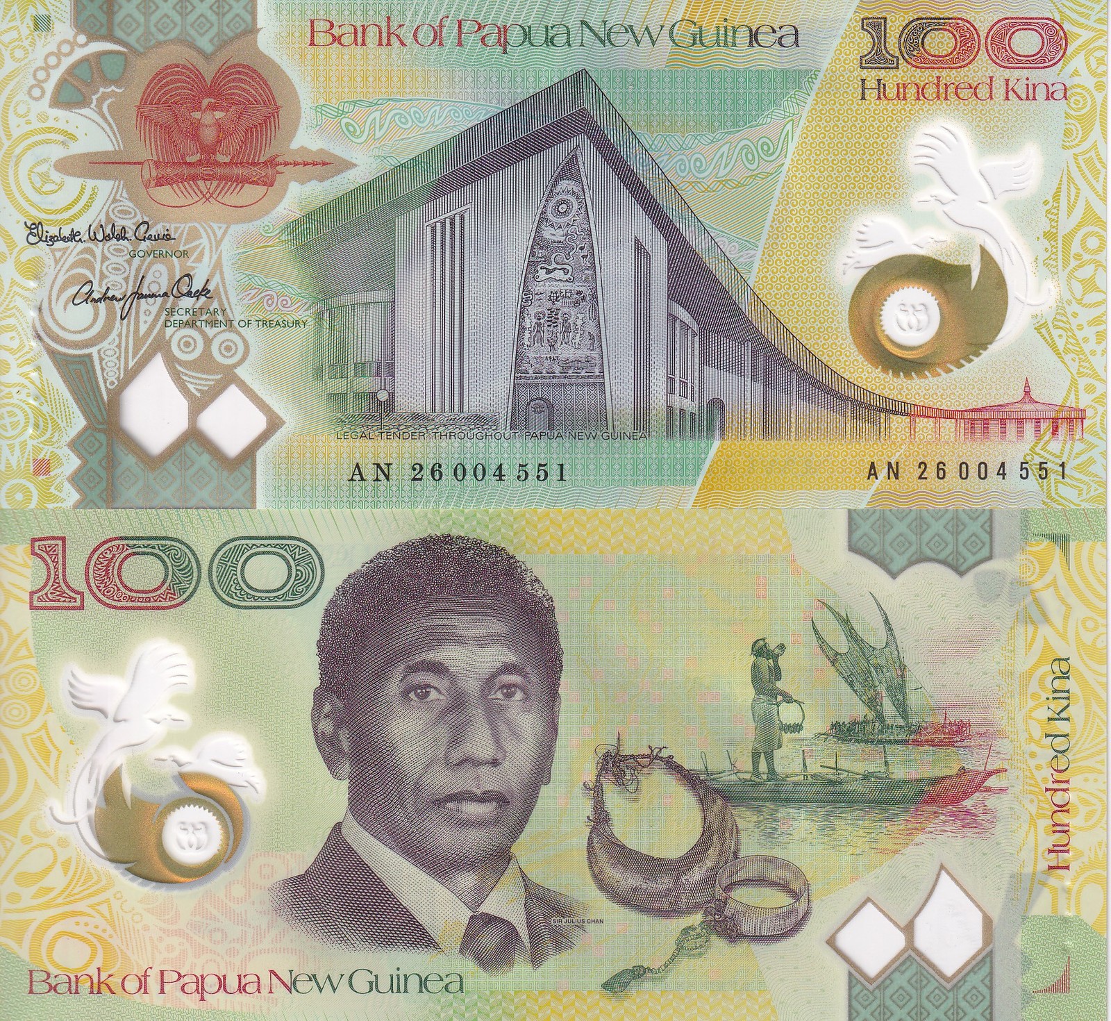 Papua New Guinea 100 Kina 2026 P NEW Polymer Commemorative Sir Julius Chan UNC