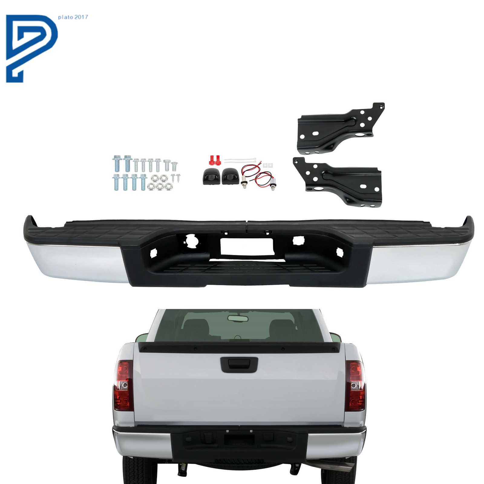 Chrome Rear Bumper Assembly For Chevy Silverado GMC Sierra 1500 2007-2013 2012