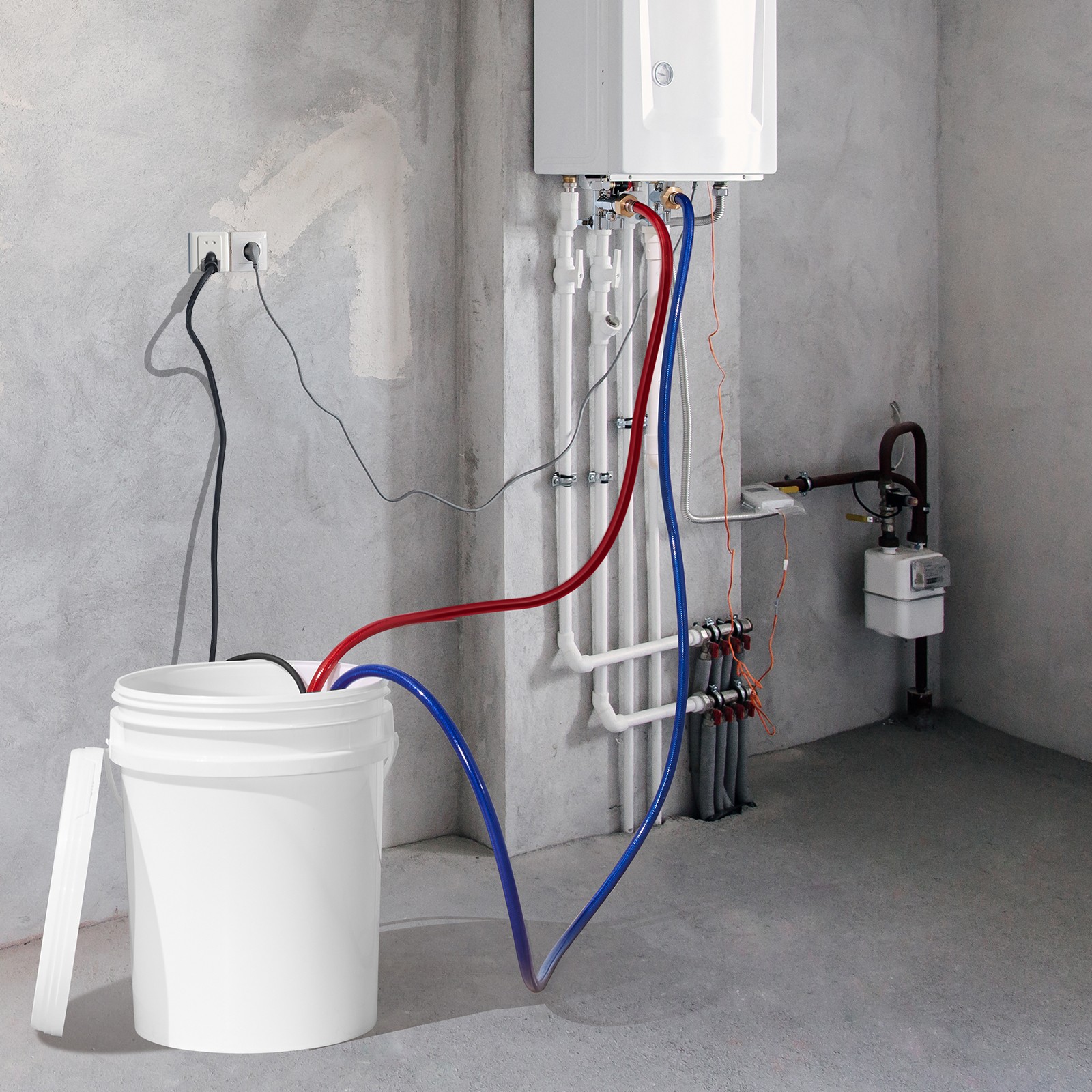 VEVOR Tankless Water Heater Flushing Kit w/ Pump & 5 Gallon Pail & Descaling