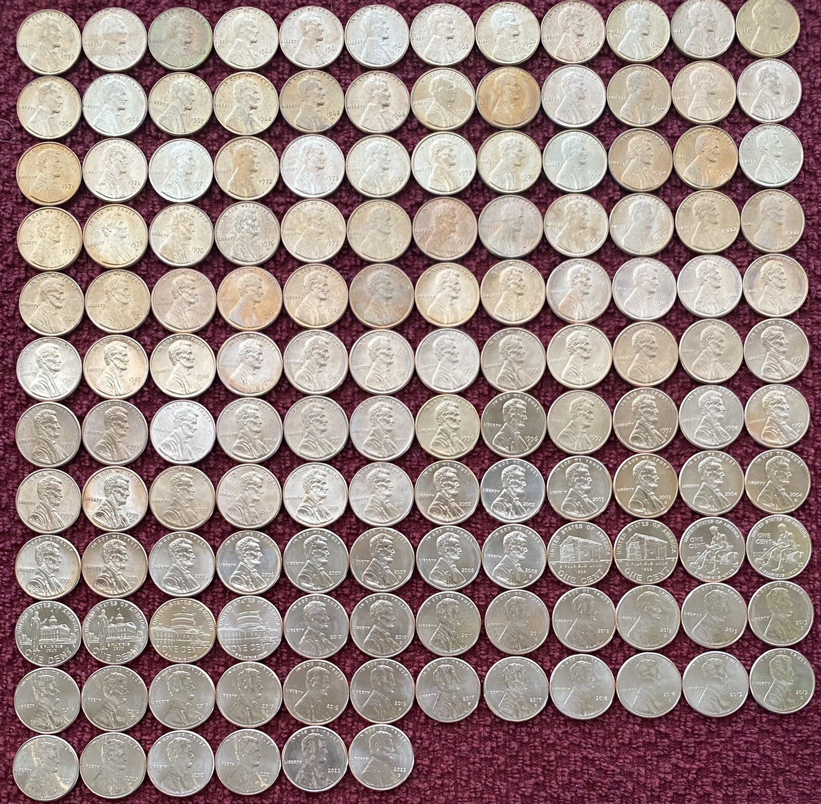 UPGRADED Lincoln MEM/SHIE Cents BU - Complete Set Of 142 Coins-1959 - 2024 P/D/S