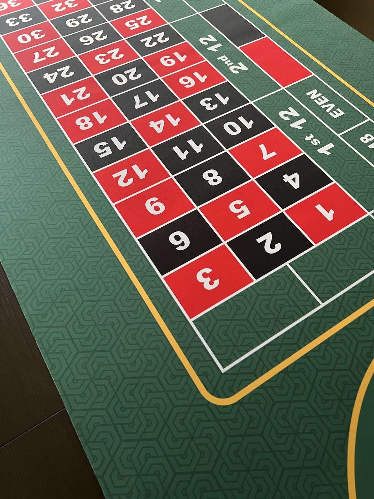 Feltectors Custom Made No Zero Roulette Table Neoprene Mat 73x31.5" w/ Carry Bag