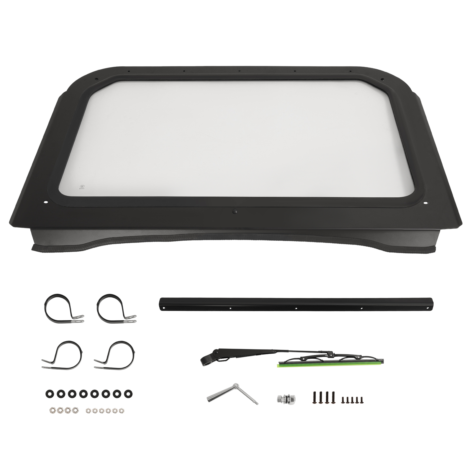 Clear Full Glass Windshield W/ Wiper Black For Polaris RZR 570 800 XP 900 08-14