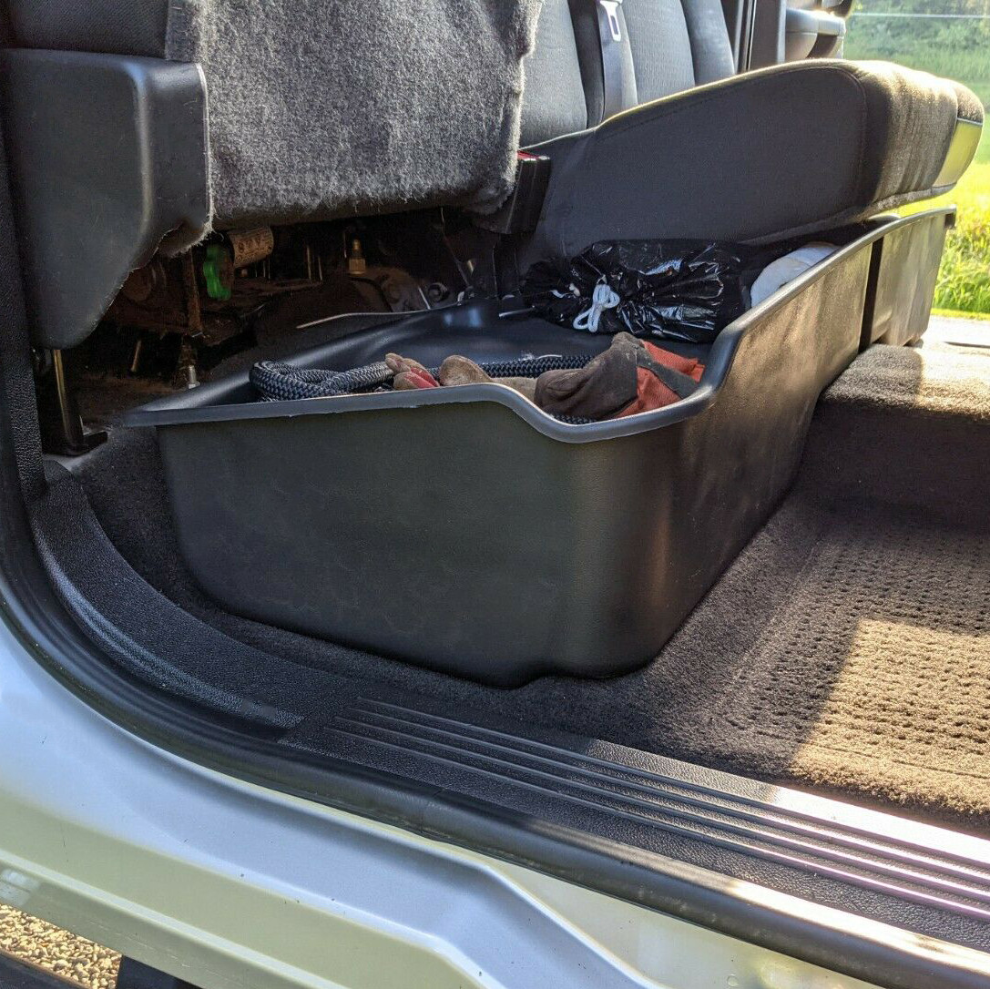 Black Under Seat Storage Box For Chevy GMC Silverado Sierra Extended Cab 2007-13