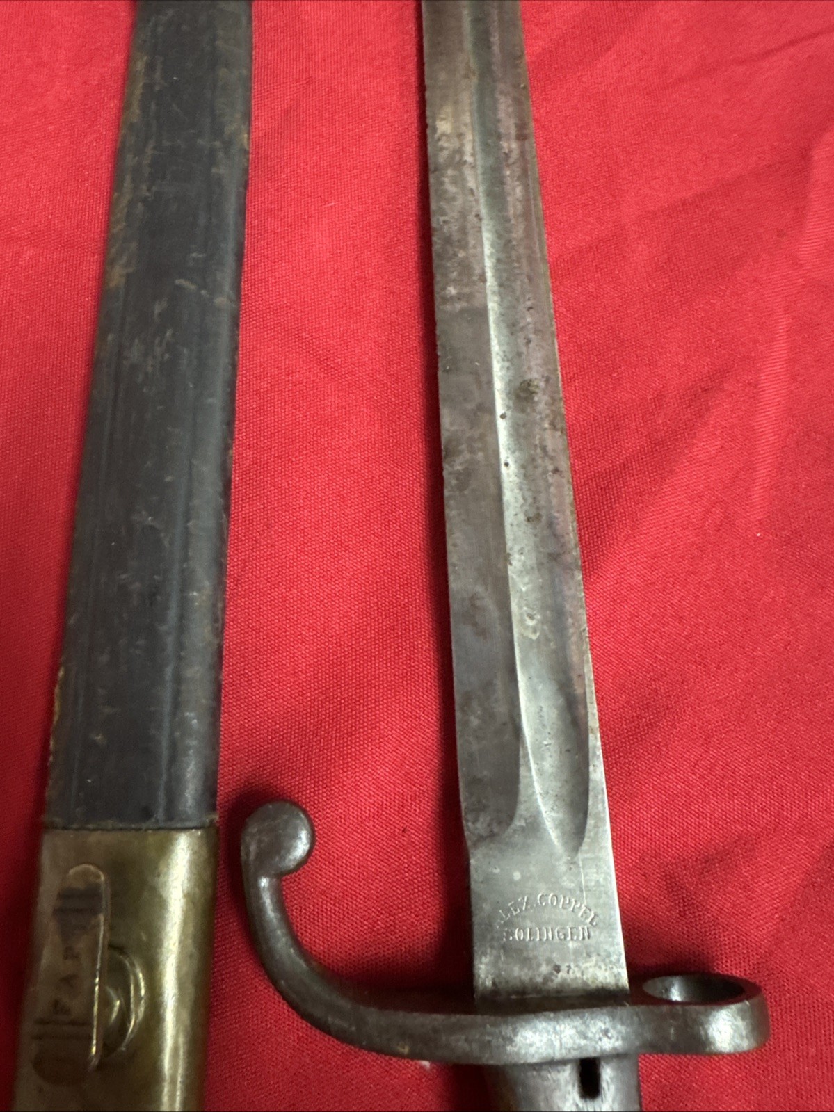 Alex Coppel Solingen Brazil M1908 Mauser Bayonet with Leather Scabbard A955