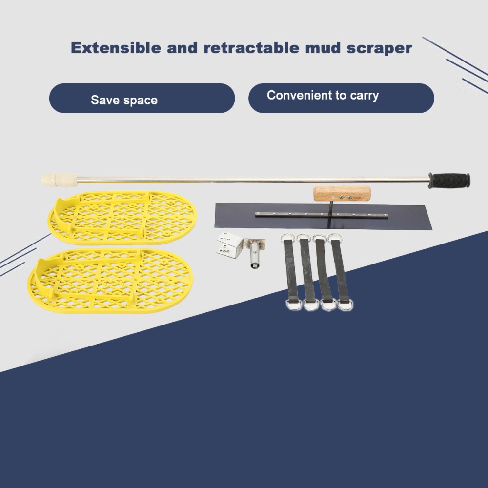 Long Handle Concrete Trowel Cement Surface Smoothing Tool w/ Finishing Shoes NEW