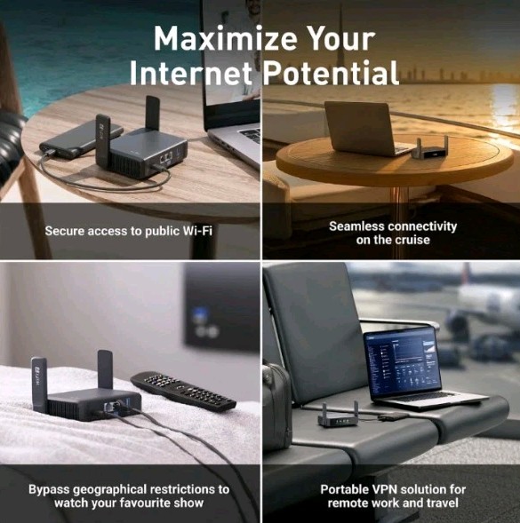 GL.iNet GL-BE3600 (Slate 7) Portable Travel Wireless Router Pocket Wi-Fi 7 VPN