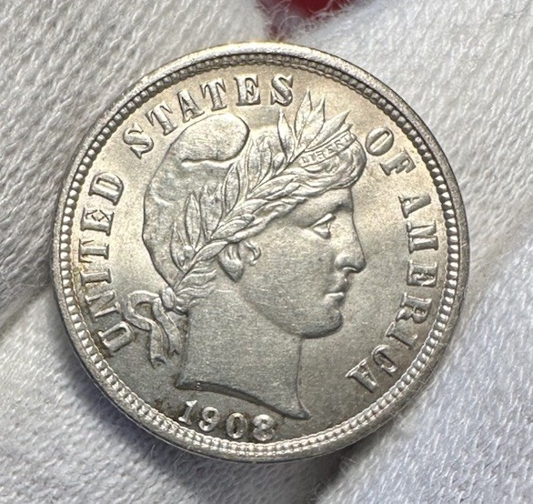 1908 Barber Dime BU MS Uncirculated