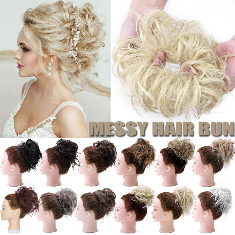 7" Messy Bun Hair Piece Scrunchie Updo Real Thick Hair Extensions as Human Hair