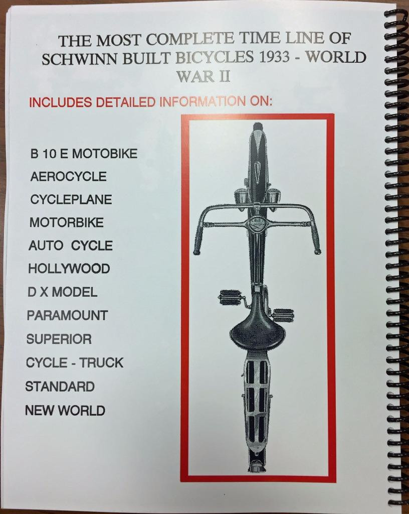 new BOOK prewar 1933-WW2 SCHWINN BUILT BICYCLES antique bike Aerocycle Autocycle