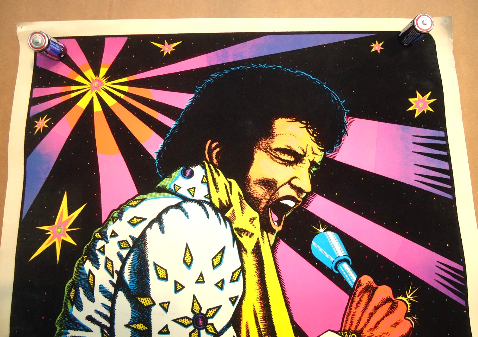 Authentic 1974 Elvis Presley Velvet Poster Blacklight Colorfull John Lykes Rare