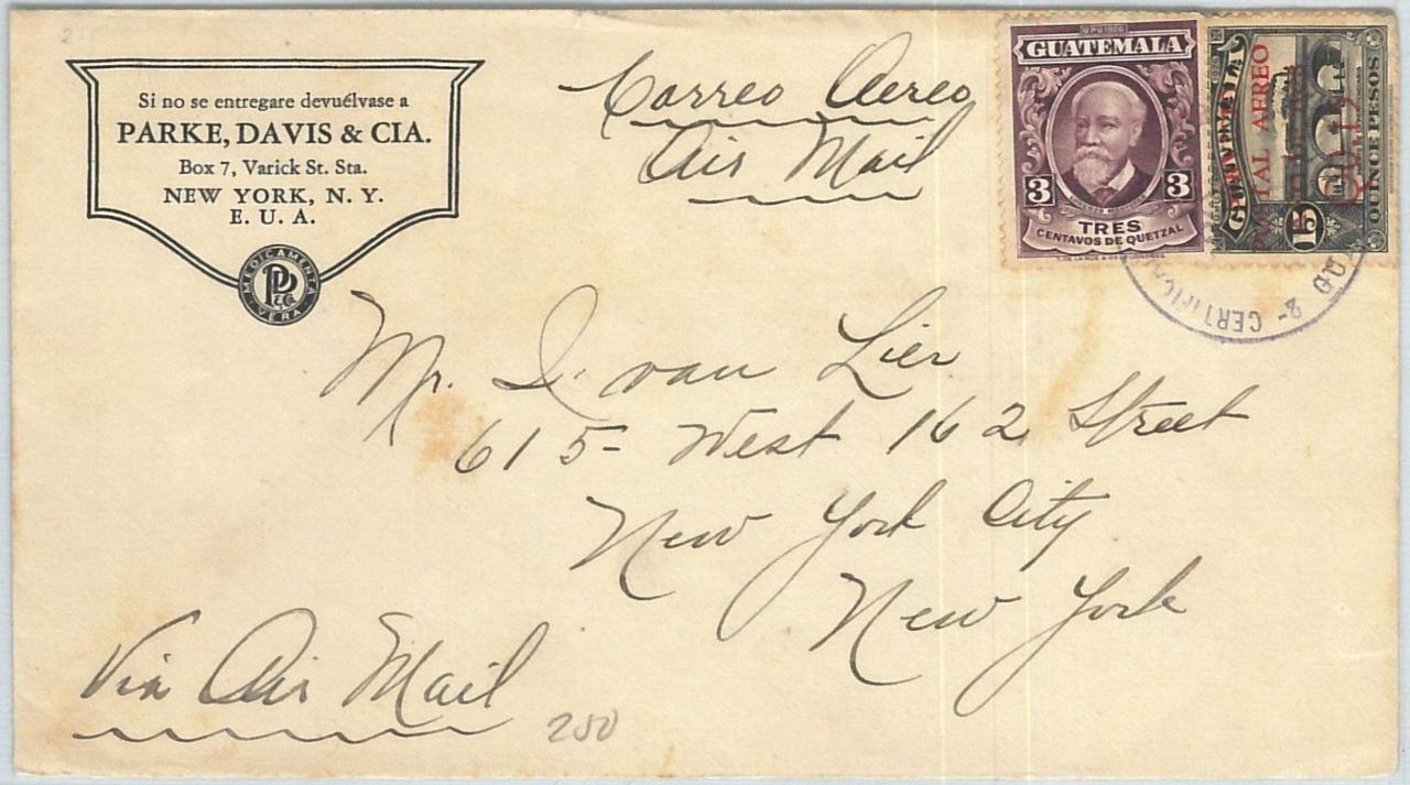 69280 - GUATEMALA - POSTAL HISTORY -   AirMail COVER to USA  1931 - TRAINS
