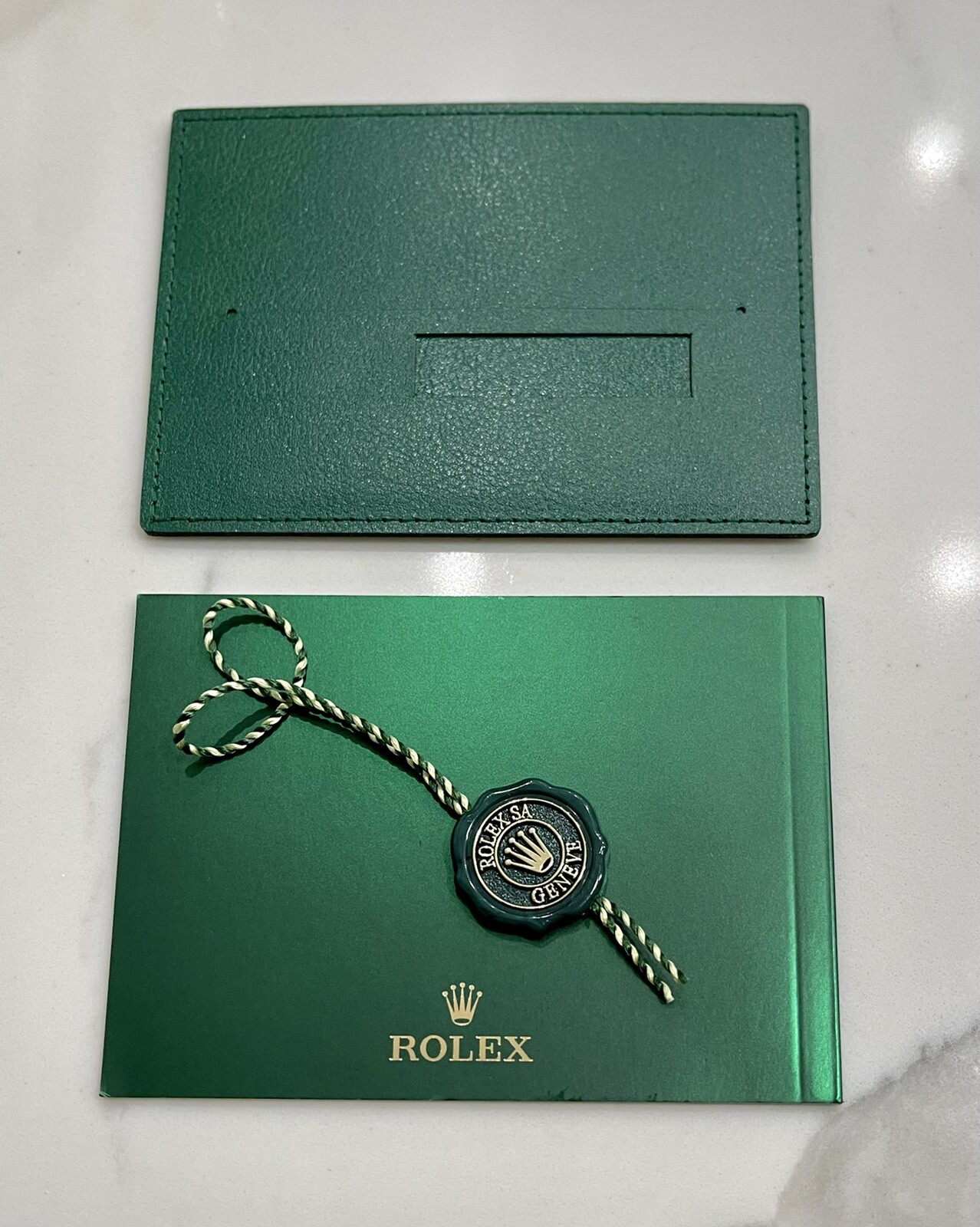 Authentic Rolex Datejust Booklet English + Rolex Green Tag + Card Holder NEW
