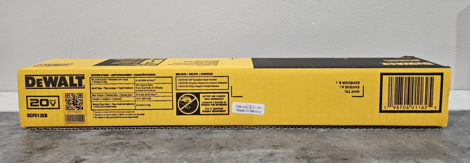 DeWALT Atomic Compact 20V MAX Brushless 3/8'' EXTENDED REACH Ratchet DCF513EB