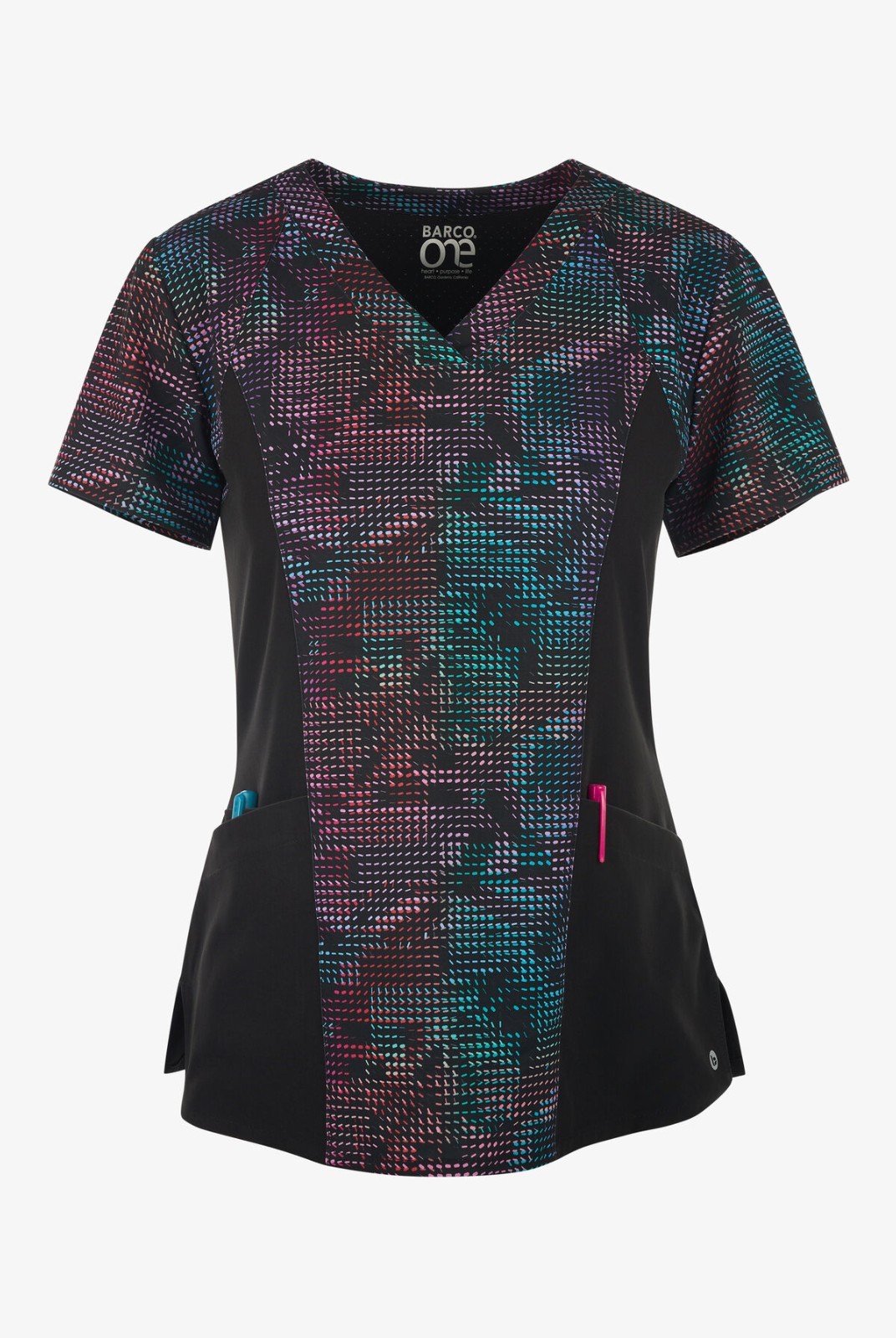 BARCO ONE WOMENS STRECTH 4 POCKET PRINT TOP PRISMATIC LIGHTS IN ALL SIZES NWT