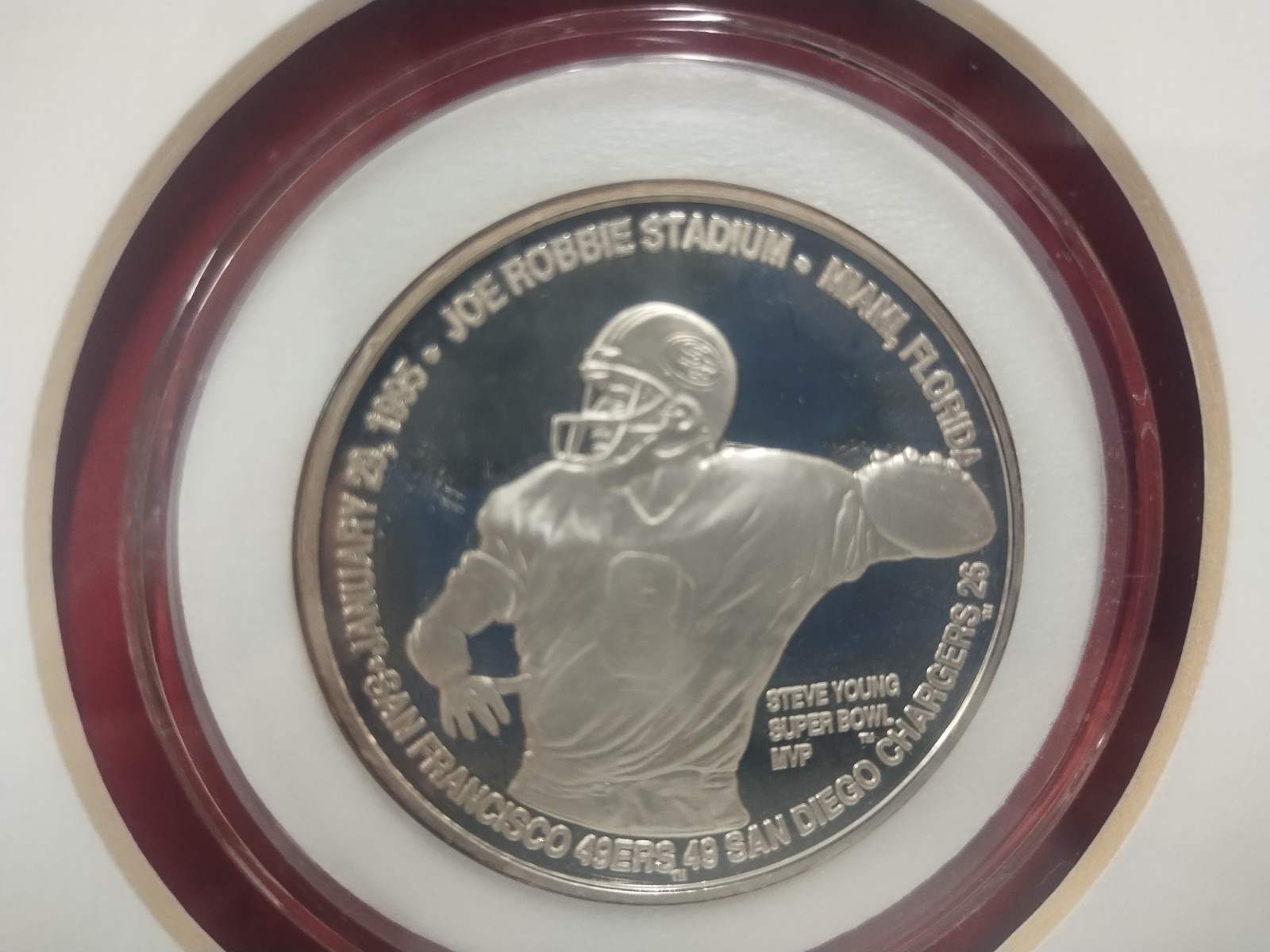 Steve Young Super Bowl XXIX MVP Coin .999 Pure Silver 2 Troy Ounce NFL BYU 49ers