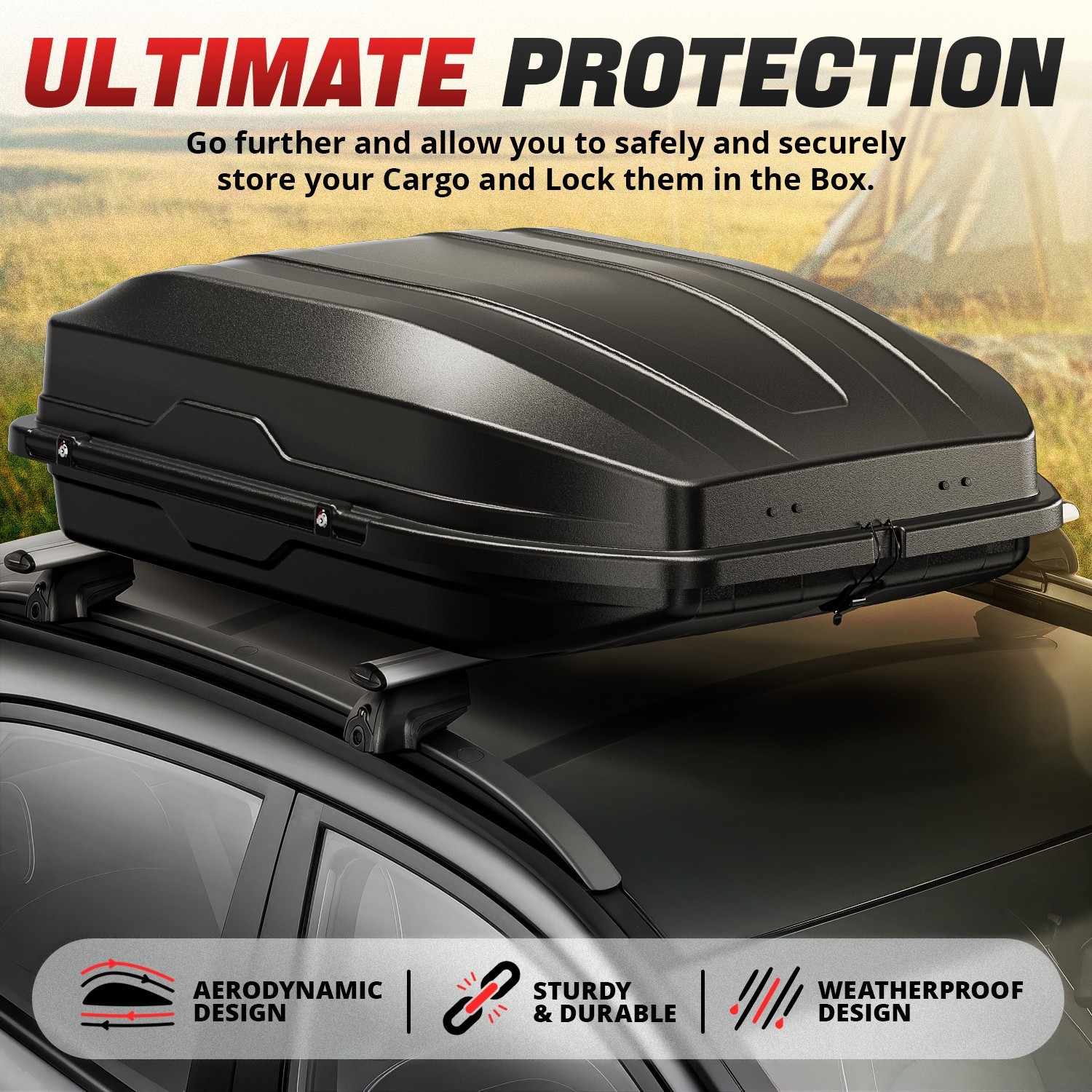 13 Cubic Feet Car Top Cargo Carrier Vehicle Roof Mount Luggage Storage Box w/Key