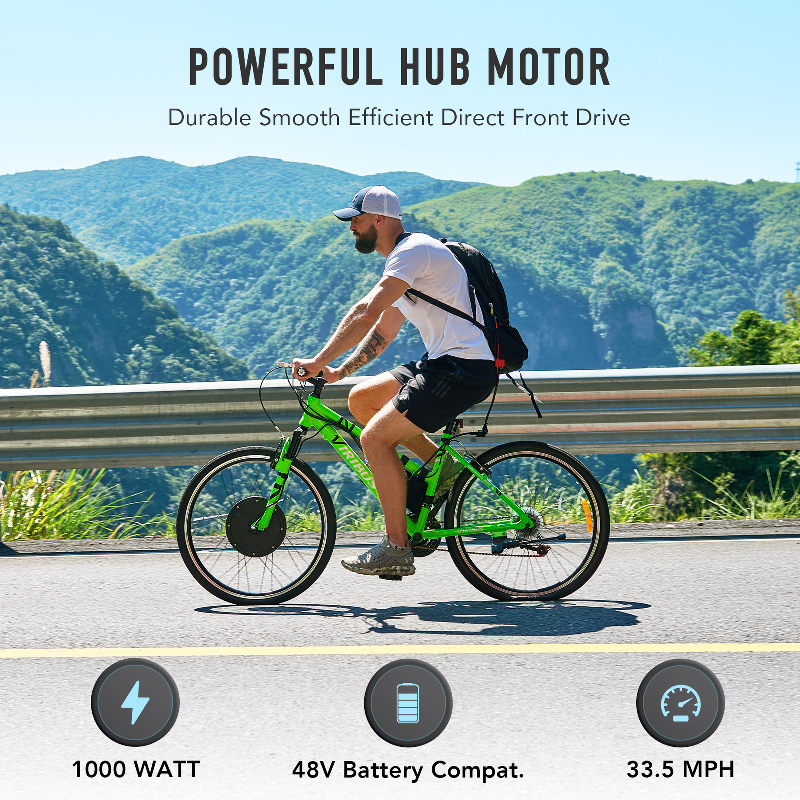 1000W/1500W Electric Bicycle Front/Rear Wheel + Tire E-Bike Conversion Motor Kit