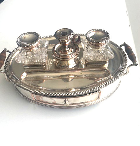 SUPERB RARE-GEORGE III OLD REAL SHEFFIELD PLATE INKSTAND c.1790-1810