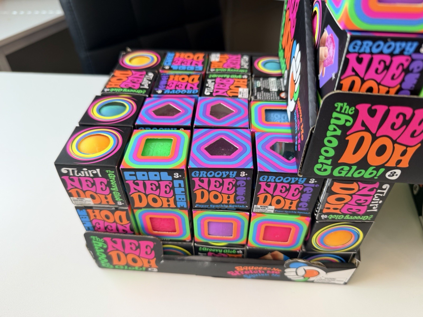 Must Have Hard To Find Cool NeeDoh Cube Purple Pink Green Orange Squishy Toy