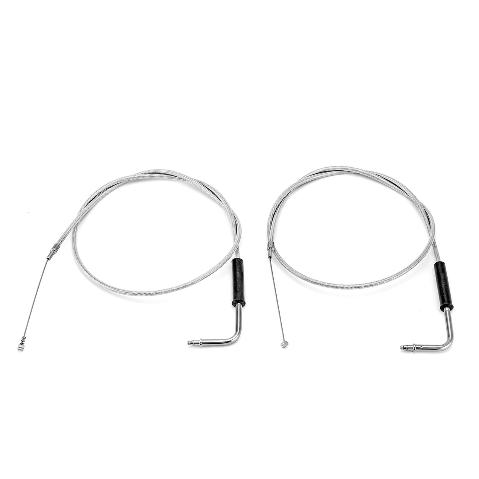 Extended Length Throttle and Idle Cable Kit Compatible with Harley 44 Chrome