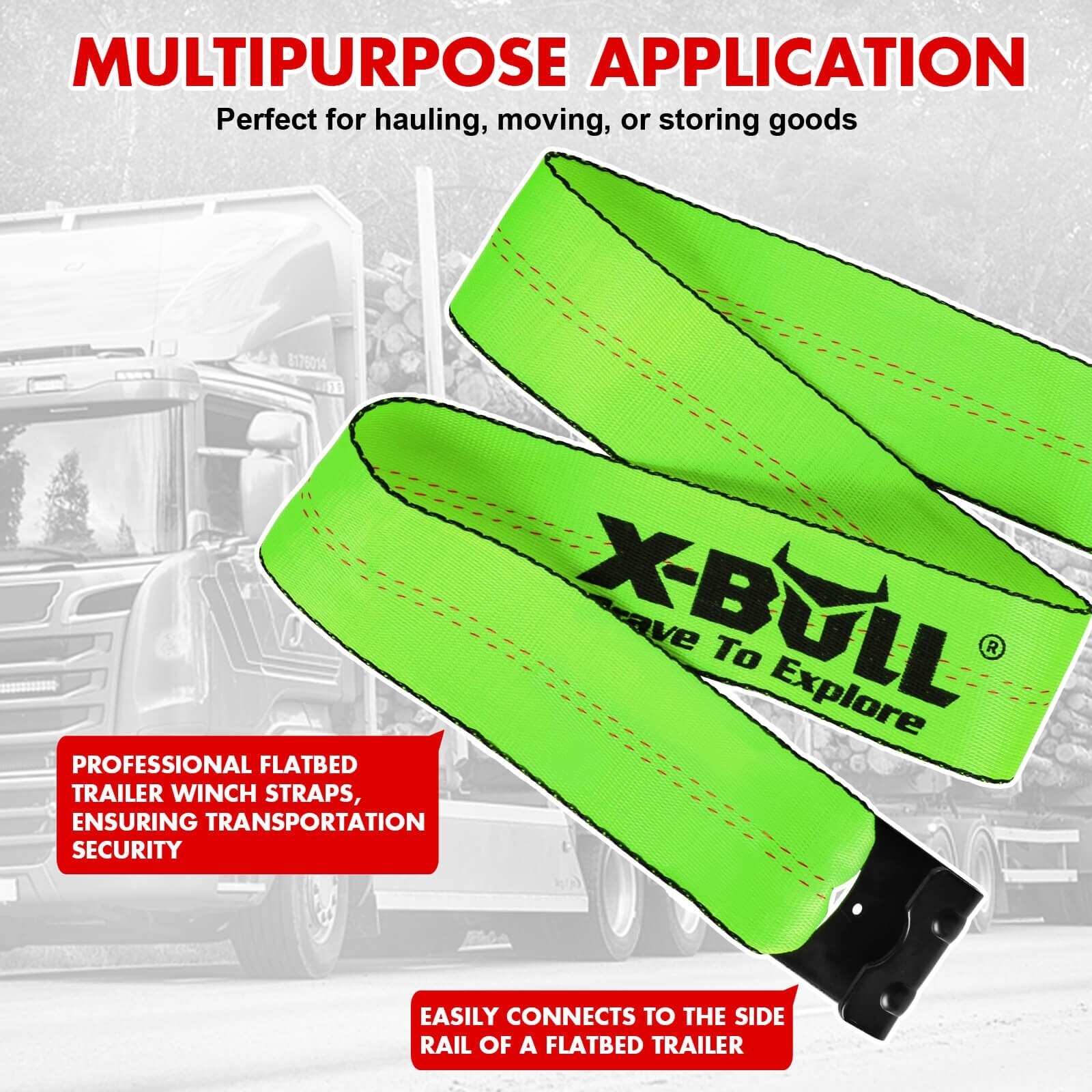 X-BULL 10 Pack 4" x 30' Winch Truck Straps w/Flat Hook for Towing 18000 lbs