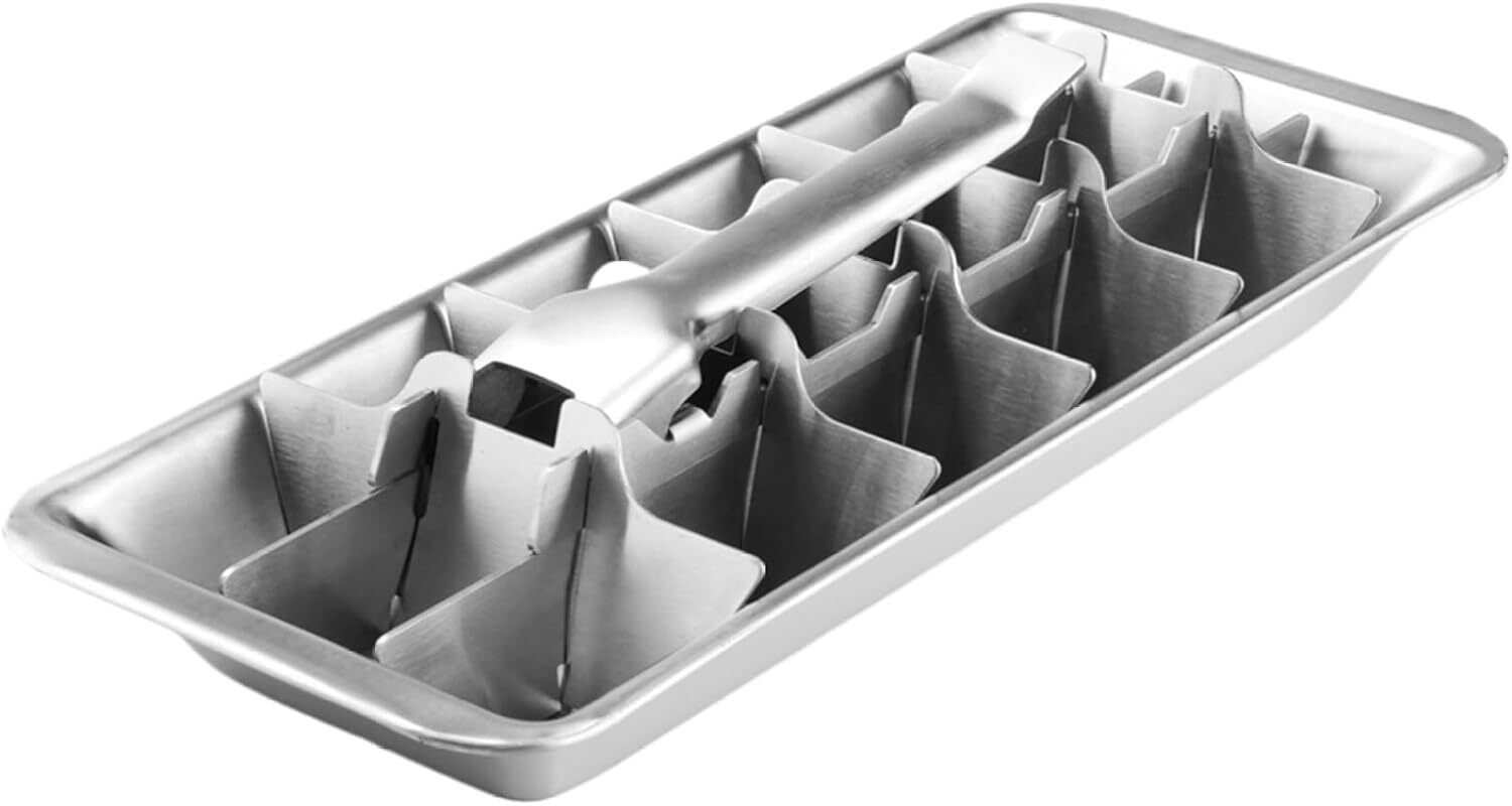 Stainless Steel Ice Cube Tray 18 Compartment Easy Release Dust Proof Design