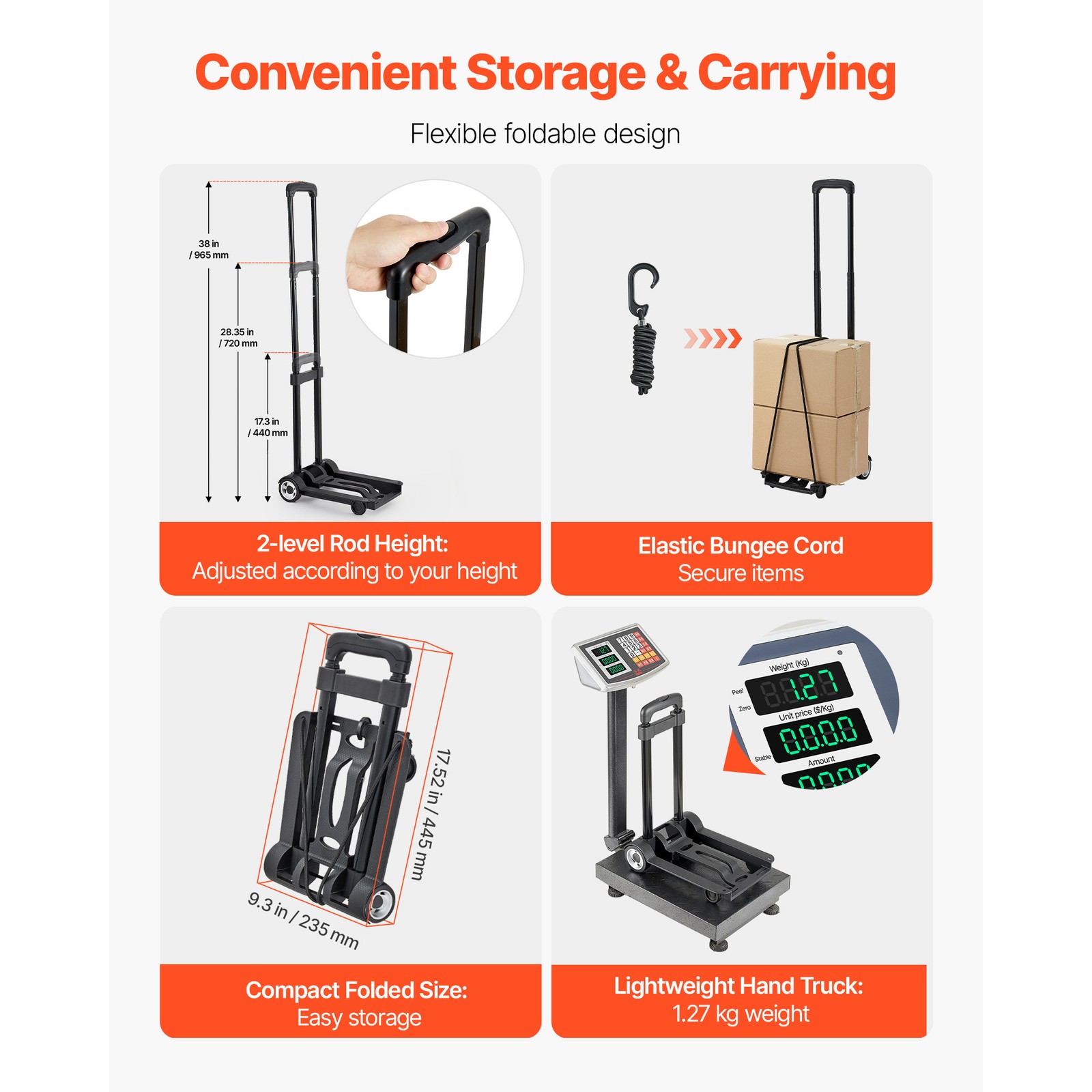 Uimoso Folding Hand Truck 110 lbs Capacity Cart for Transporting Items