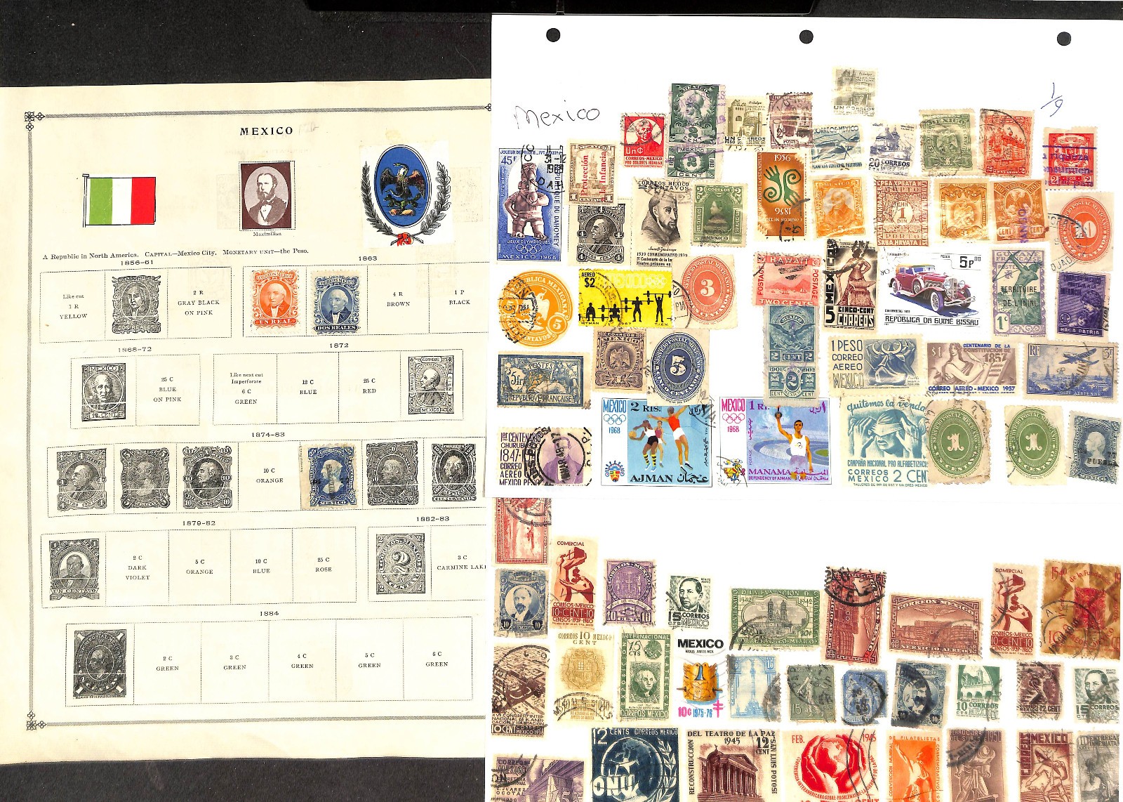 Mexico Stamp Collection on 60 Scott International Pages, 1856-1978 (BE)