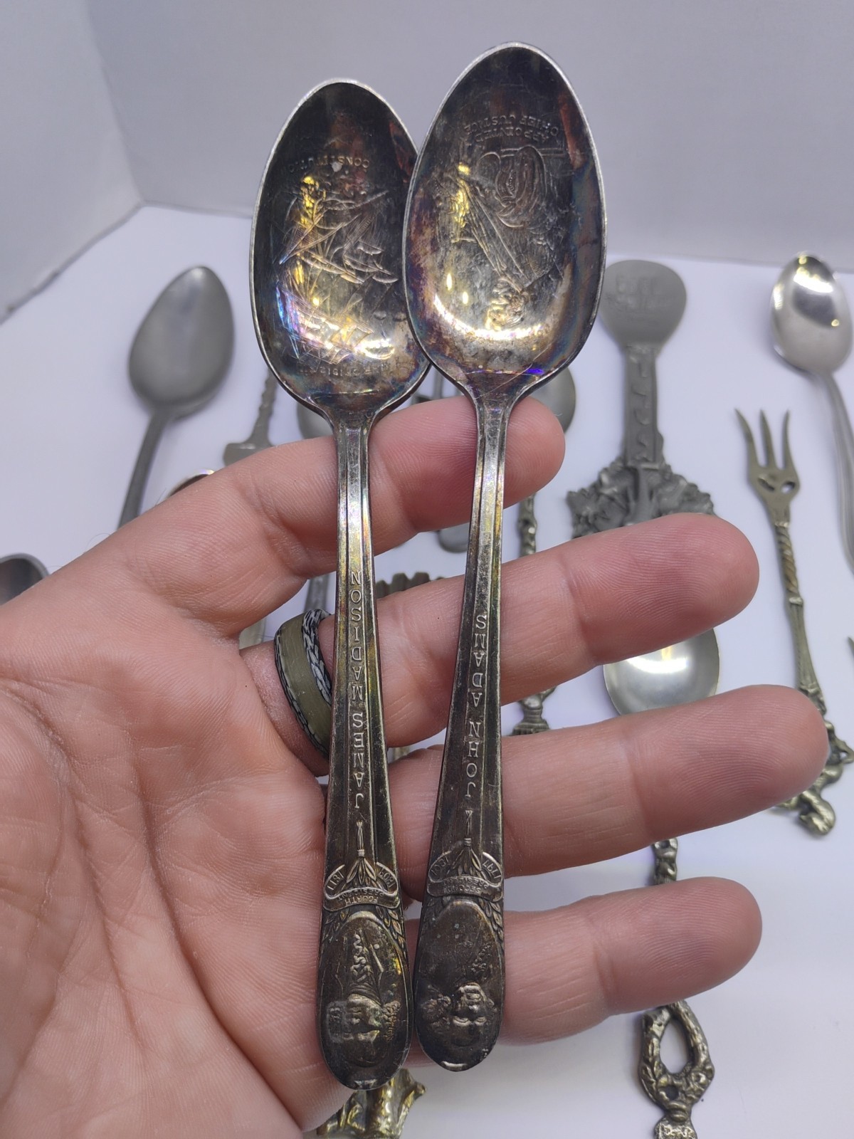 Vtg Figural Ornate Spoons Disney Italy Floral Pewter Silver Plate & More 25