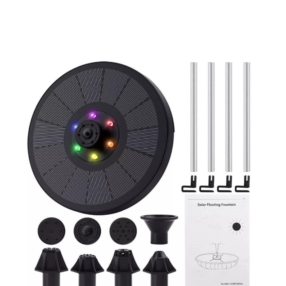 LED Solar Power Bird Bath Water Fountain Pump Floating Outdoor Pond Pool Decor