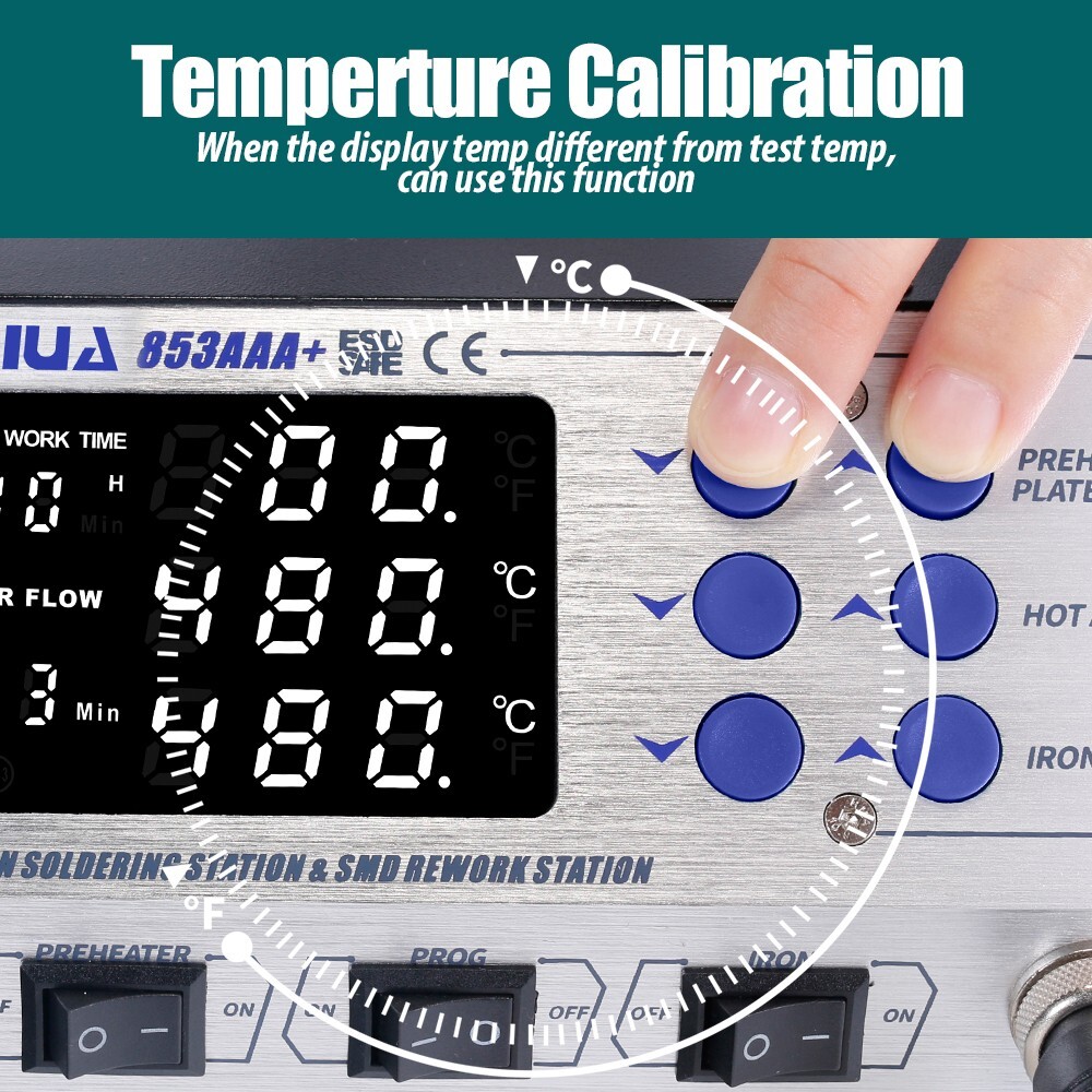 YIHUA 853AAA+ Welding Station Preheating Station Solder Iron Hot Air Gun 3 in 1