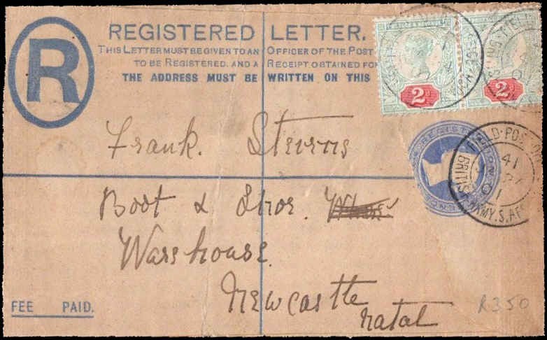 Boer War Registered Cover London GB KEVII Multiple Franking 1901