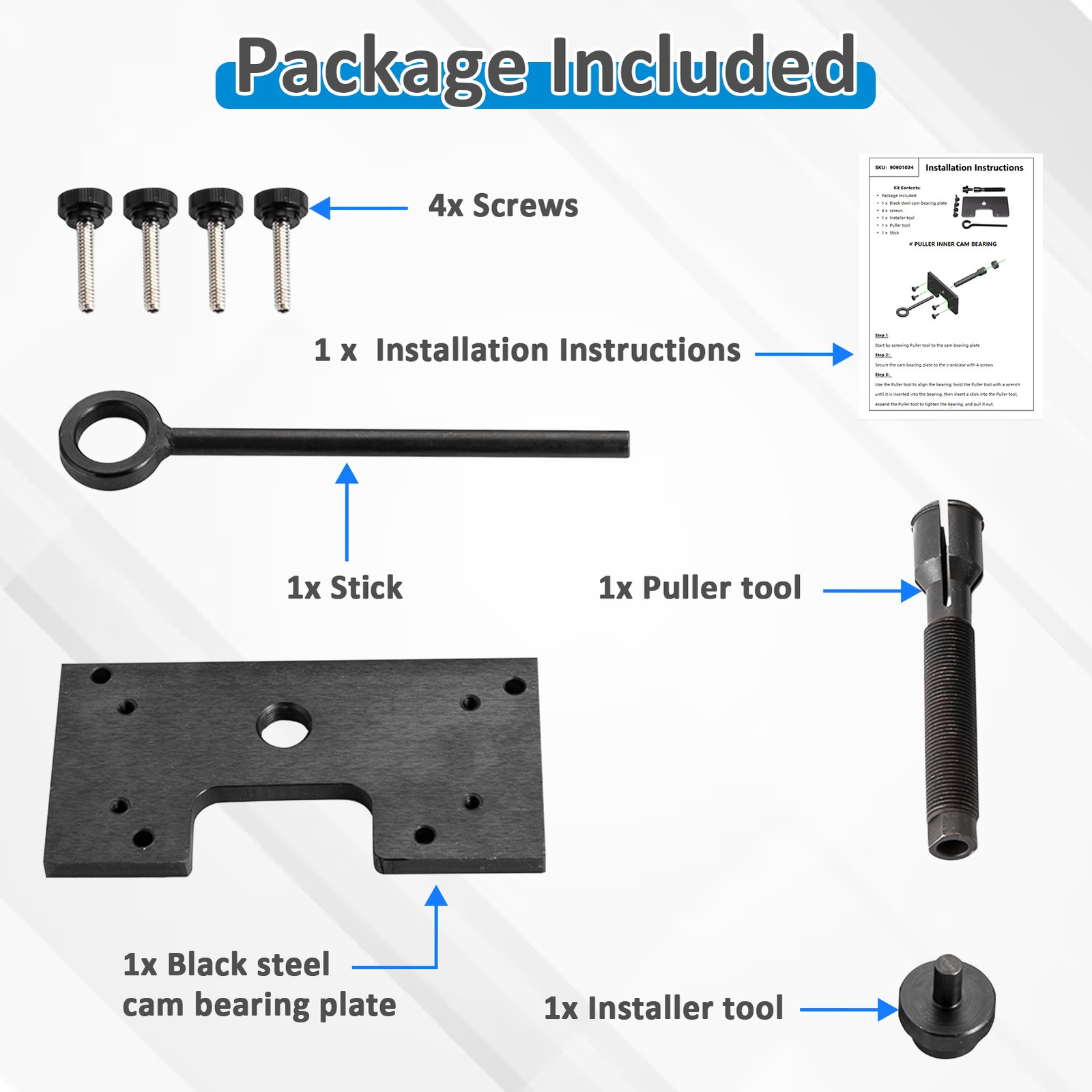 Black Inner Cam Bearing Installer & Puller w/Toolbox For Harley Davidson M8 17+