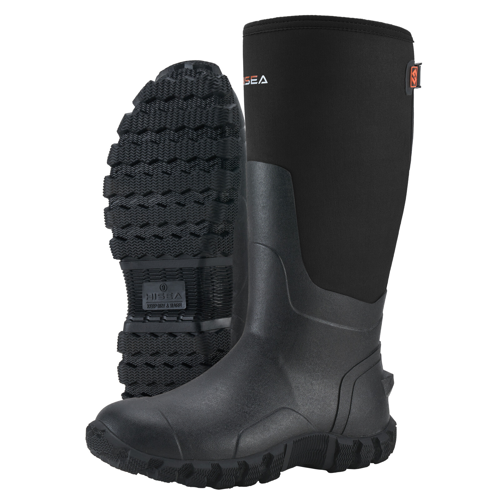 HISEA Men's Rain Boots Waterproof Insulated Fishing Hunting Farm Mud Work Boots