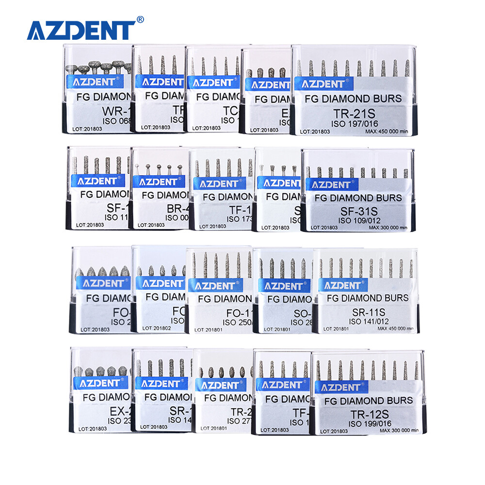 AZDENT Dental Super Coarse Diamond Burs Drills FG For High Speed Handpiece