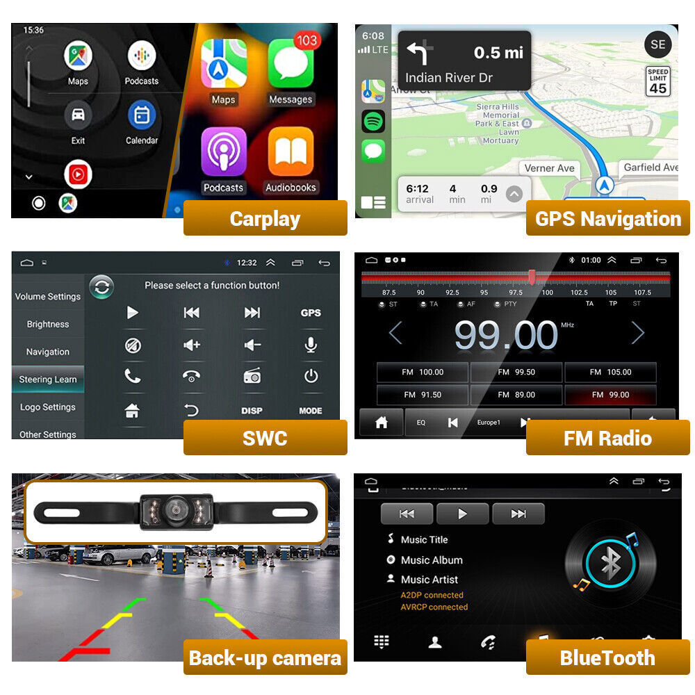 For Ford Mustang 2015 2016 2017-2021 Radio GPS Head Unit, CarPlay & Android Auto