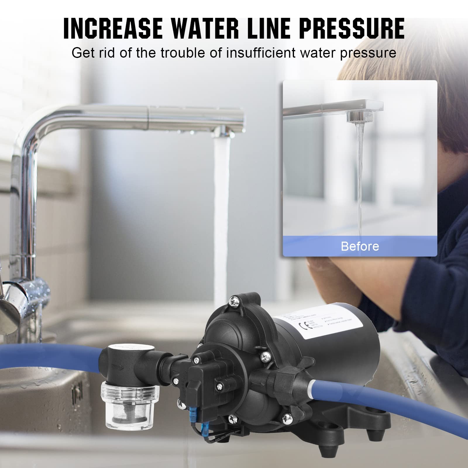 ECO-WORTHY 33-Series Industrial 4.0GPM-50PSI-110V-Garden Hose Adapters, Black