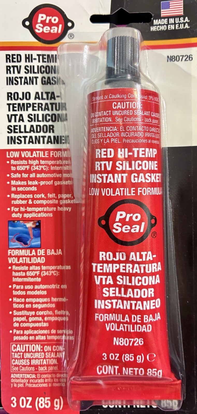 pro seal red hi-temp rtv silicone @ 3 oz tube 2n pack deal