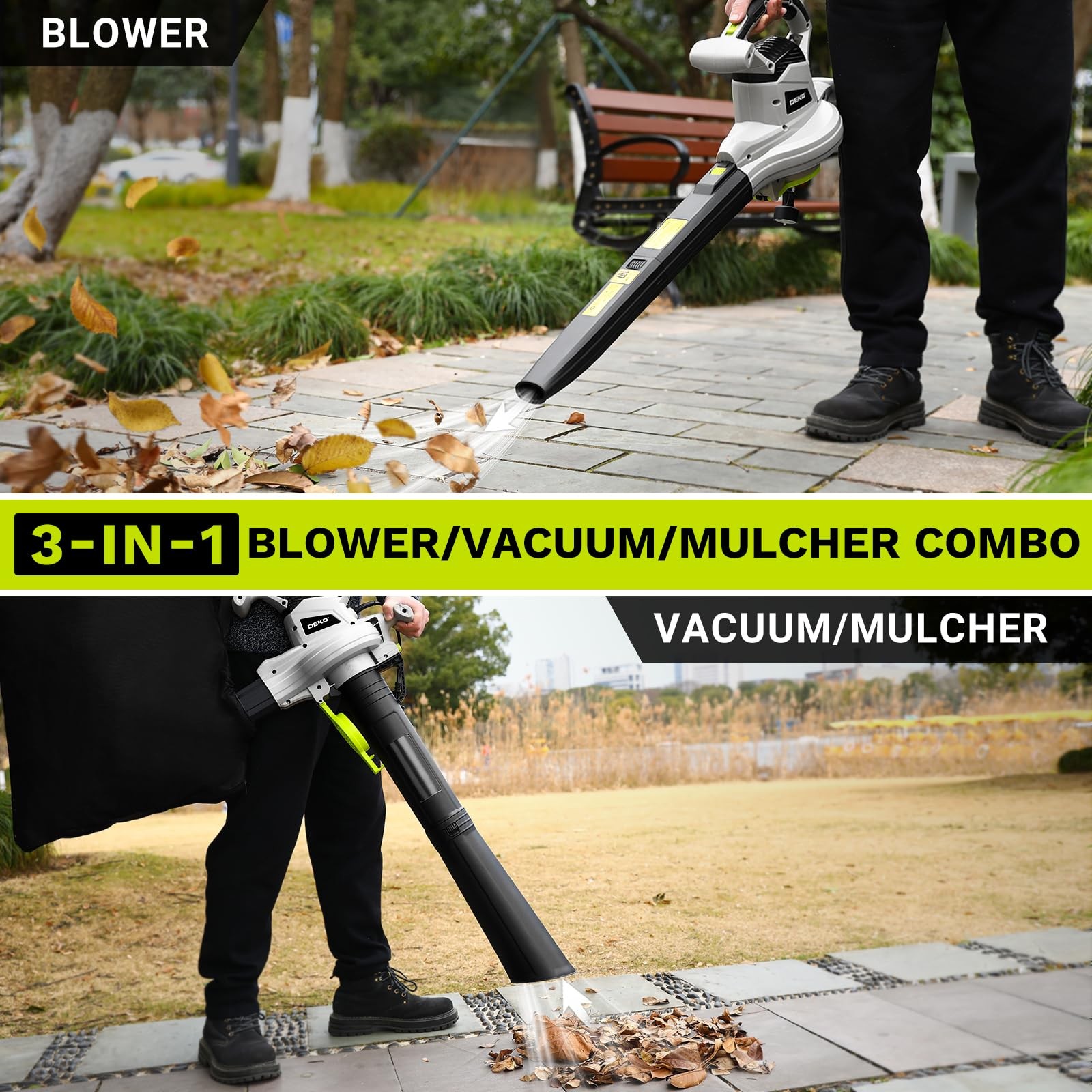 3-in-1 Electric Leaf Blower Vacuum Mulcher 12 Amp 450CFM with 40L Bag