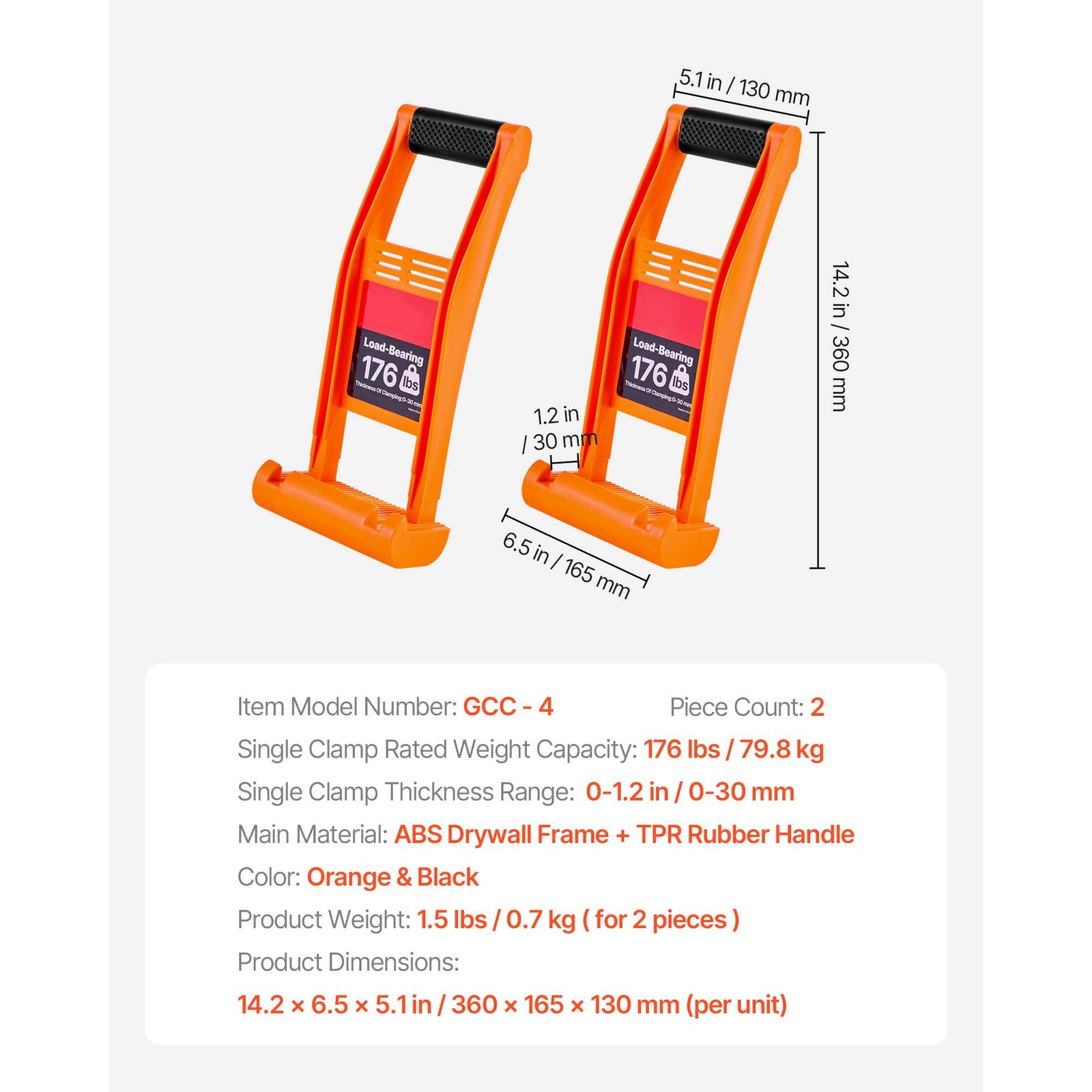 Drywall Carrier 2 Pack Plywood Carriers Handles with 176 lbs Load