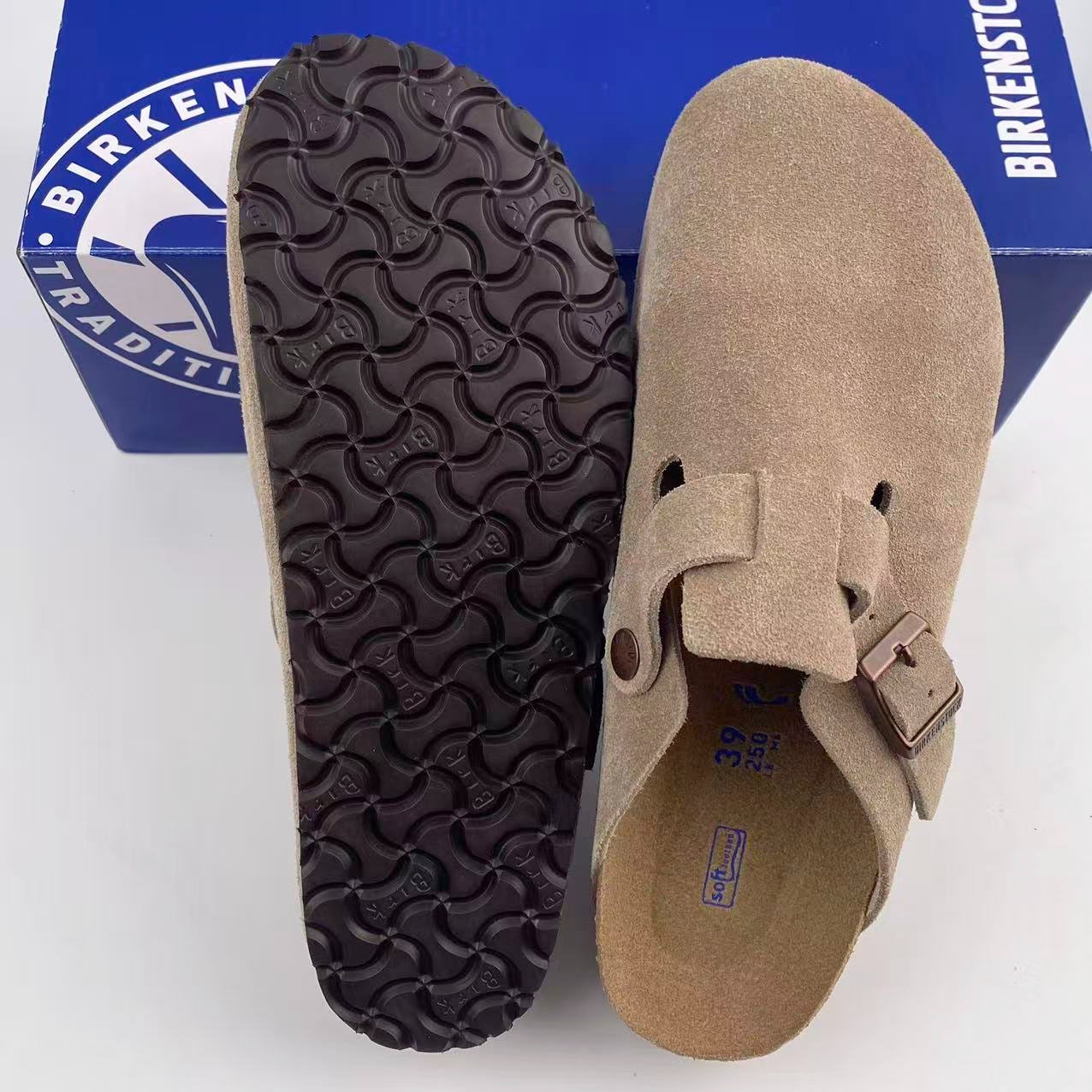 Birkenstock Boston Soft Footbed Taupe Suede Leather Unisex Shoes Size EU 37-45